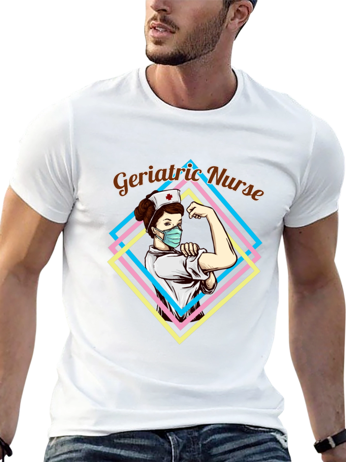 Black Geriatric Nurse Graphic T-Shirt - Black view 13