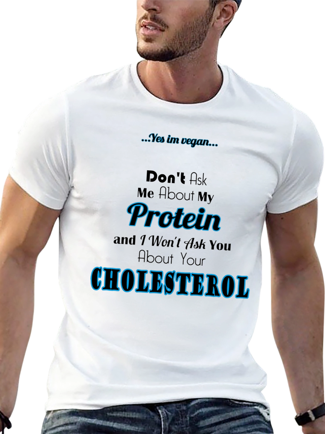 Black Vegan Protein Cholesterol T-Shirt view 13