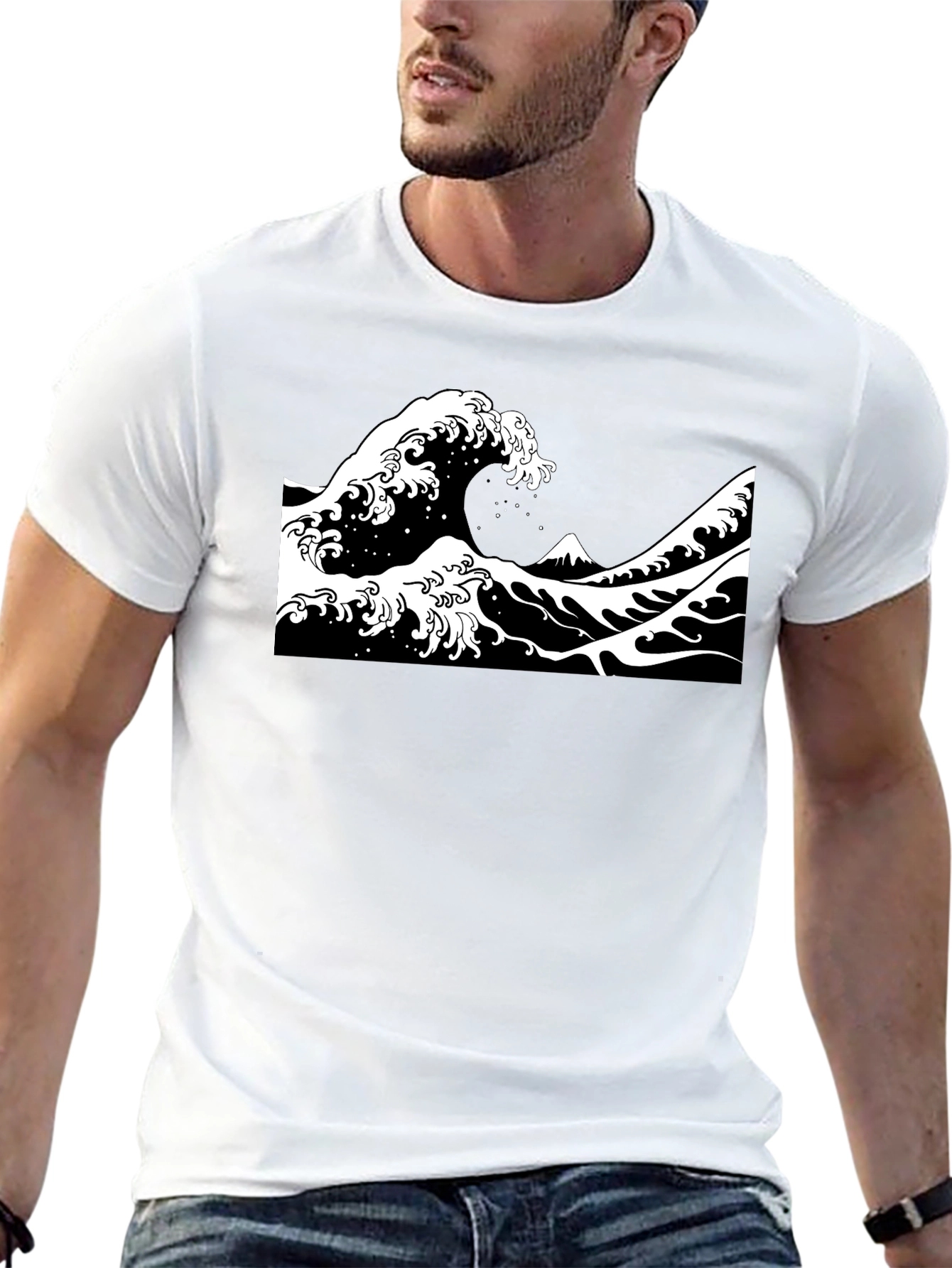 Black Great Wave Graphic Tee - Black view 13