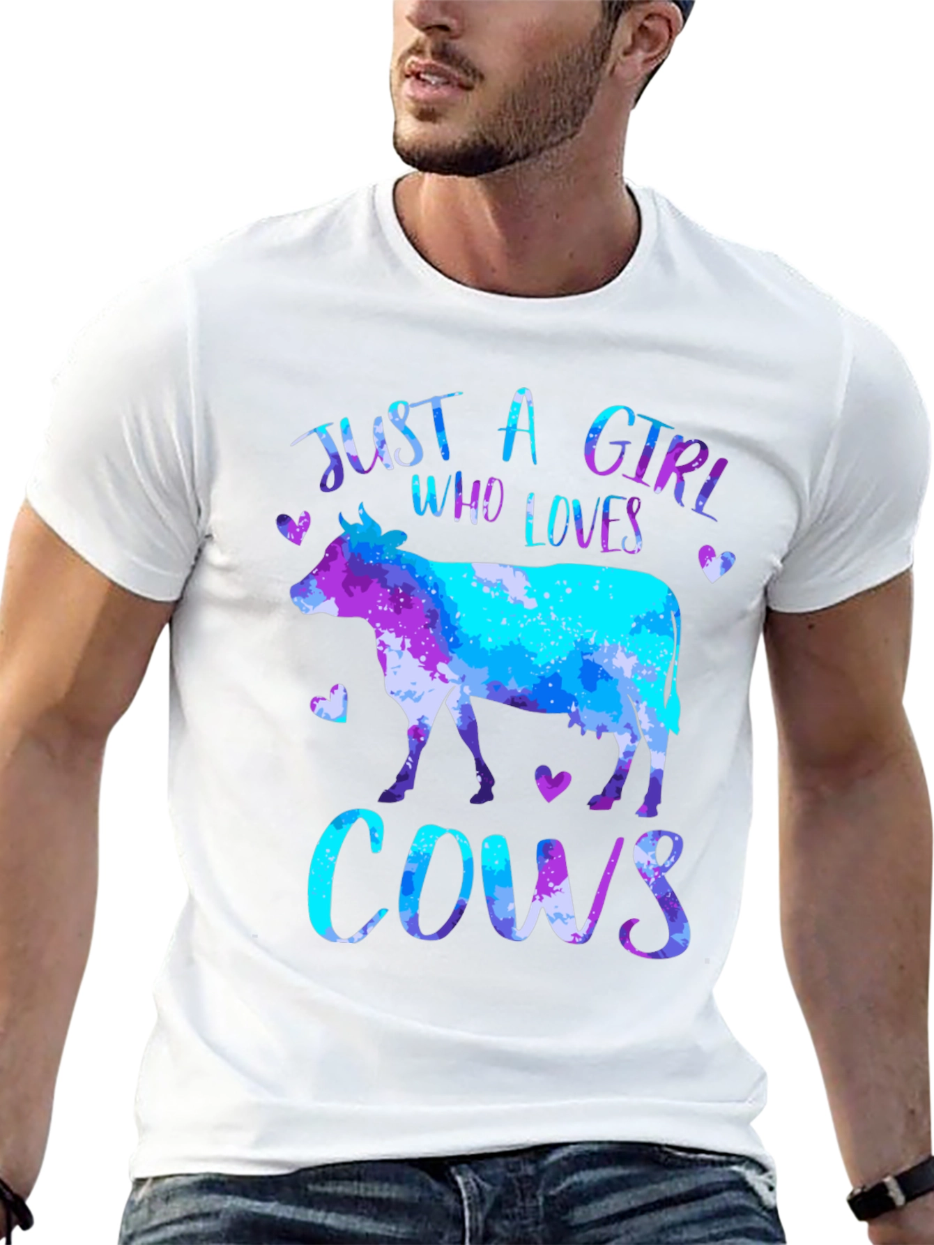 Black Just a Girl Who Loves Cows T-Shirt view 13