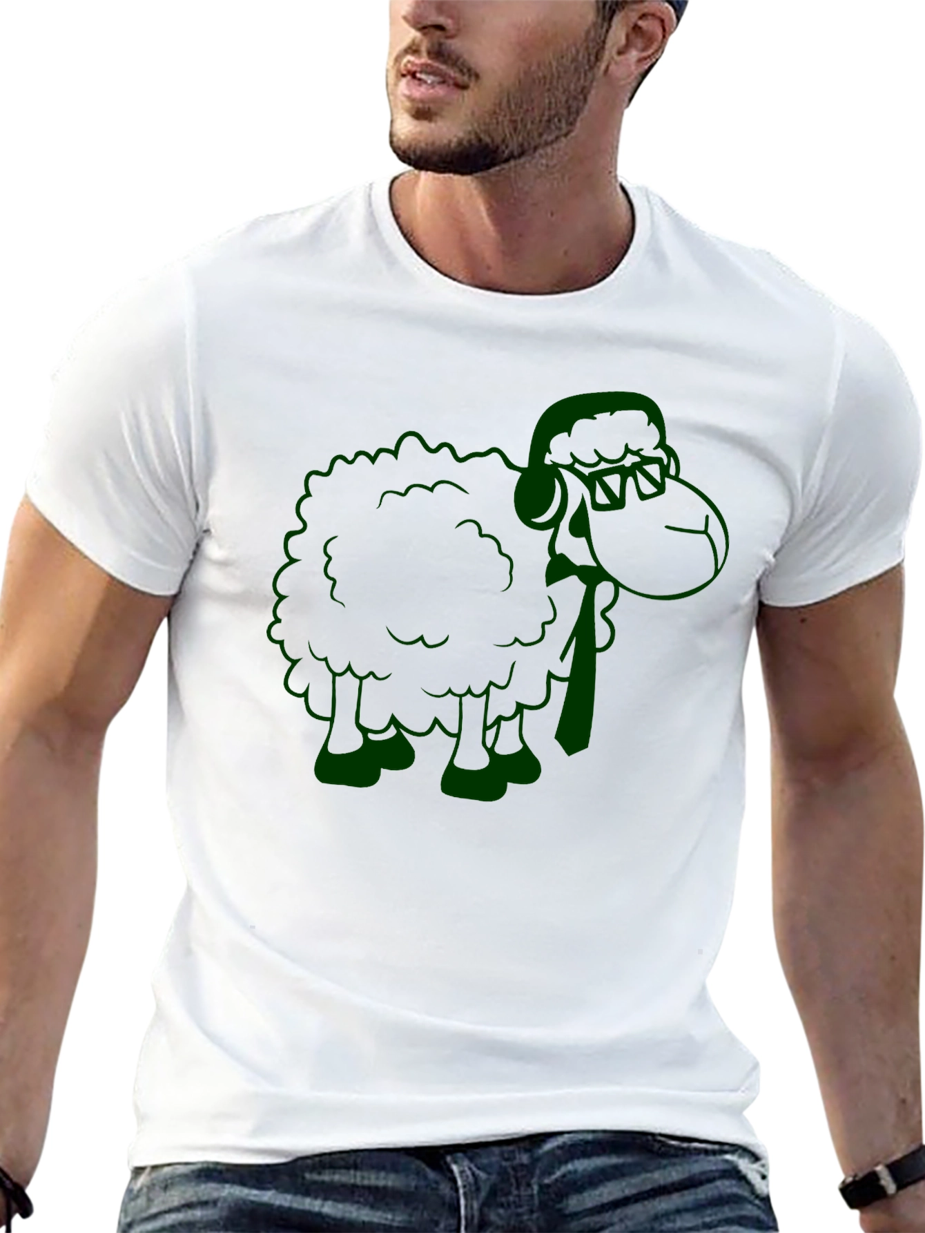 Black Green Sheep Graphic Black T-Shirt view 13