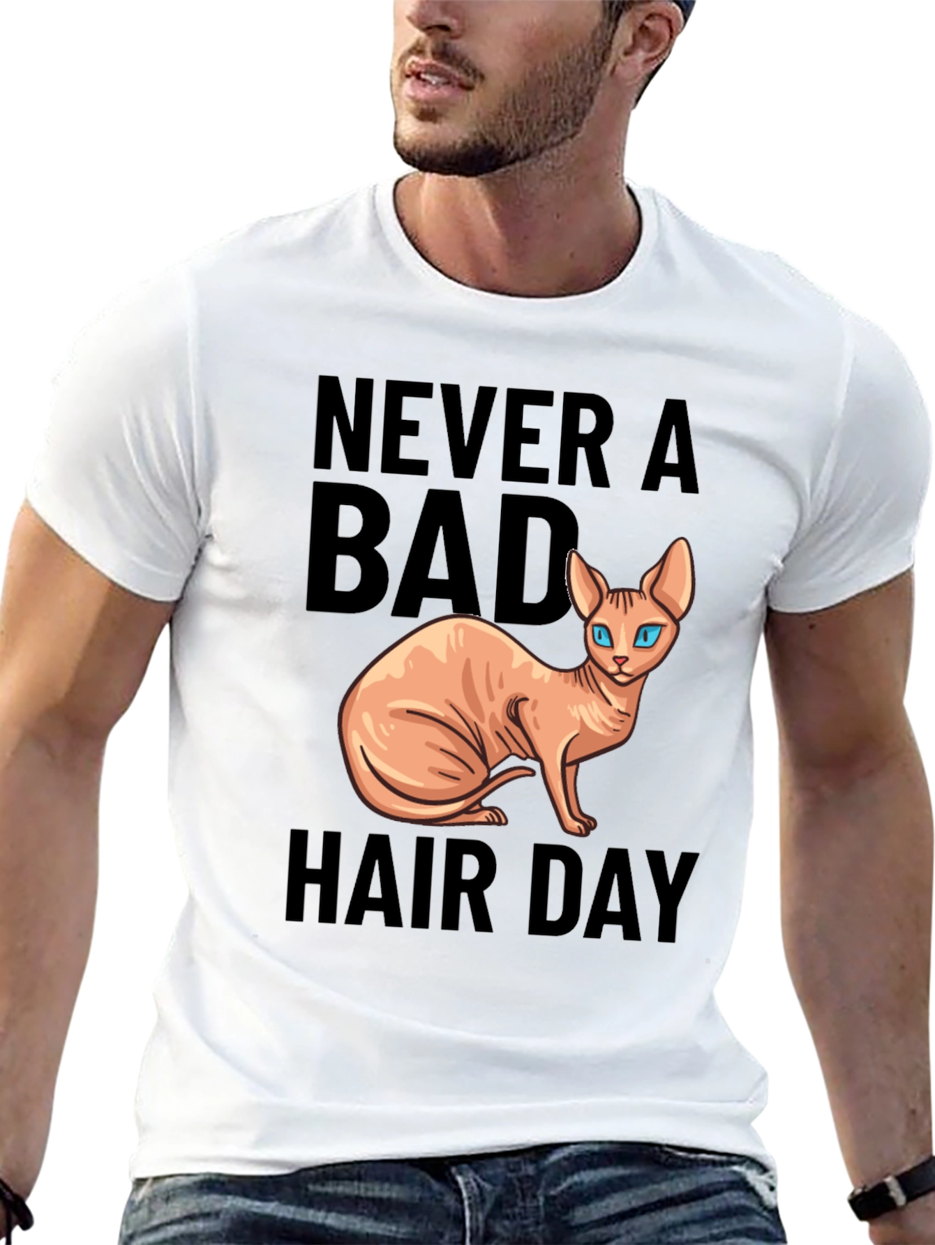 Black Never a Bad Hair Day Cat T-Shirt view 13