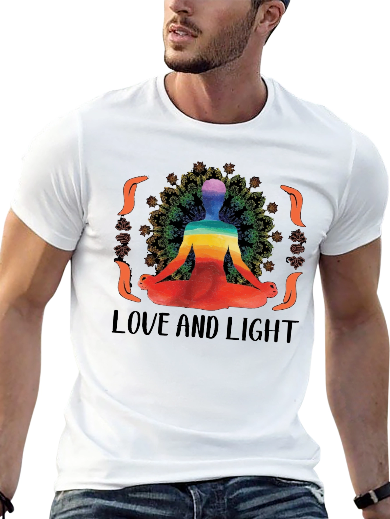 Black Yoga Love and Light Graphic Tee - Black Cotton Blend view 13