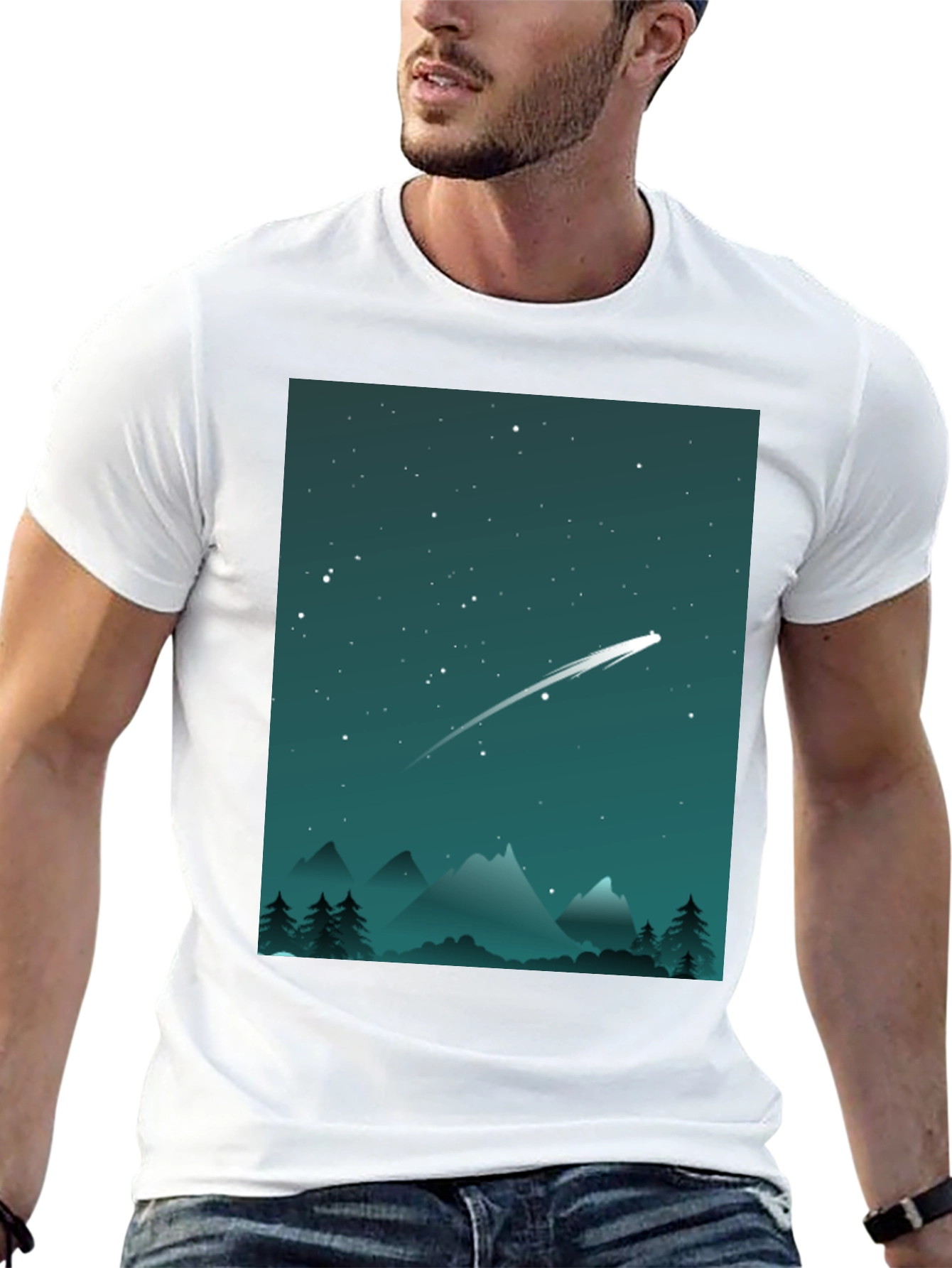 Black Starry Night T-Shirt - Celestial Adventure view 13