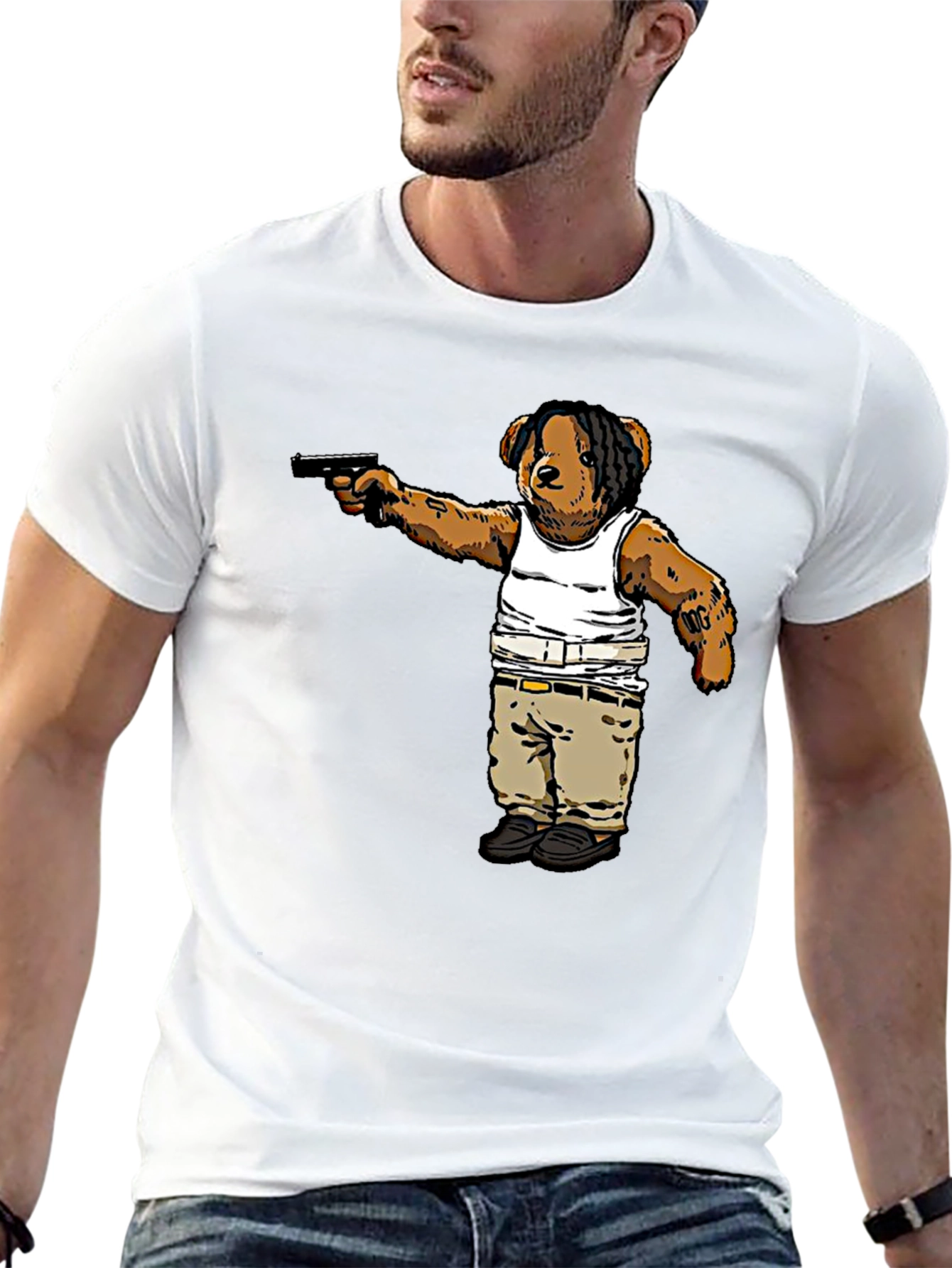 Black Gangster Teddy Bear Graphic T-Shirt view 13