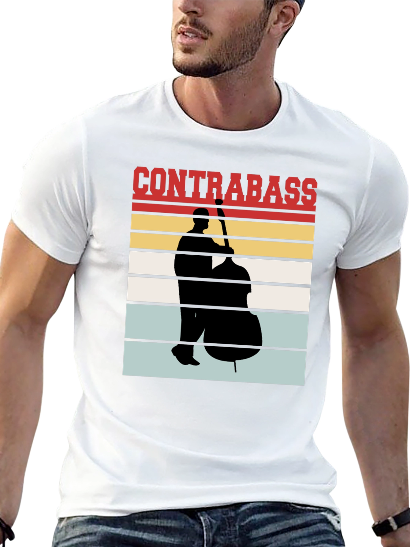 Black Contrabass Player Retro T-Shirt Music Lover Gift view 13