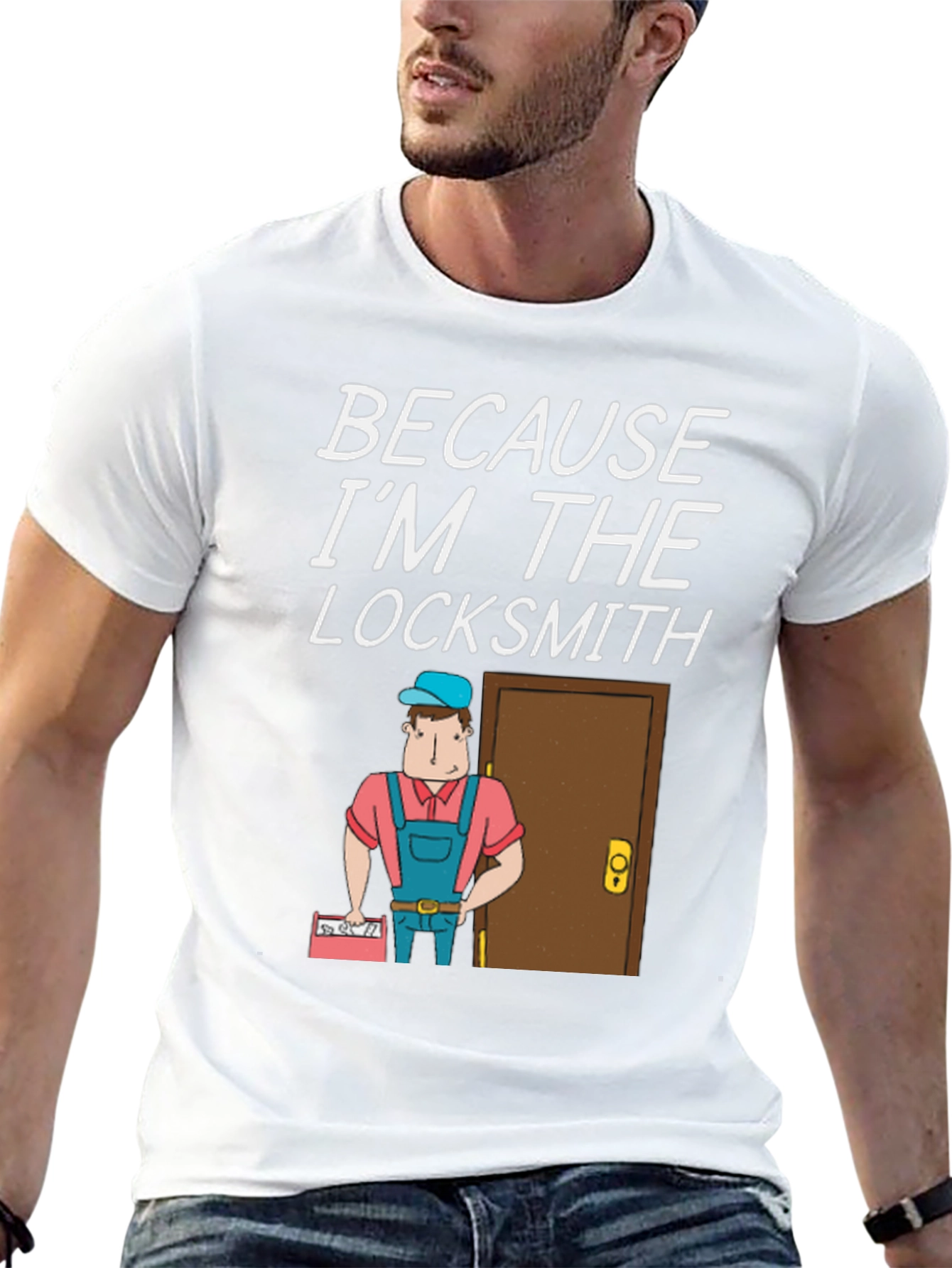 Black Locksmith T-Shirt - "Because I'm The Locksmith" Fun Design view 13