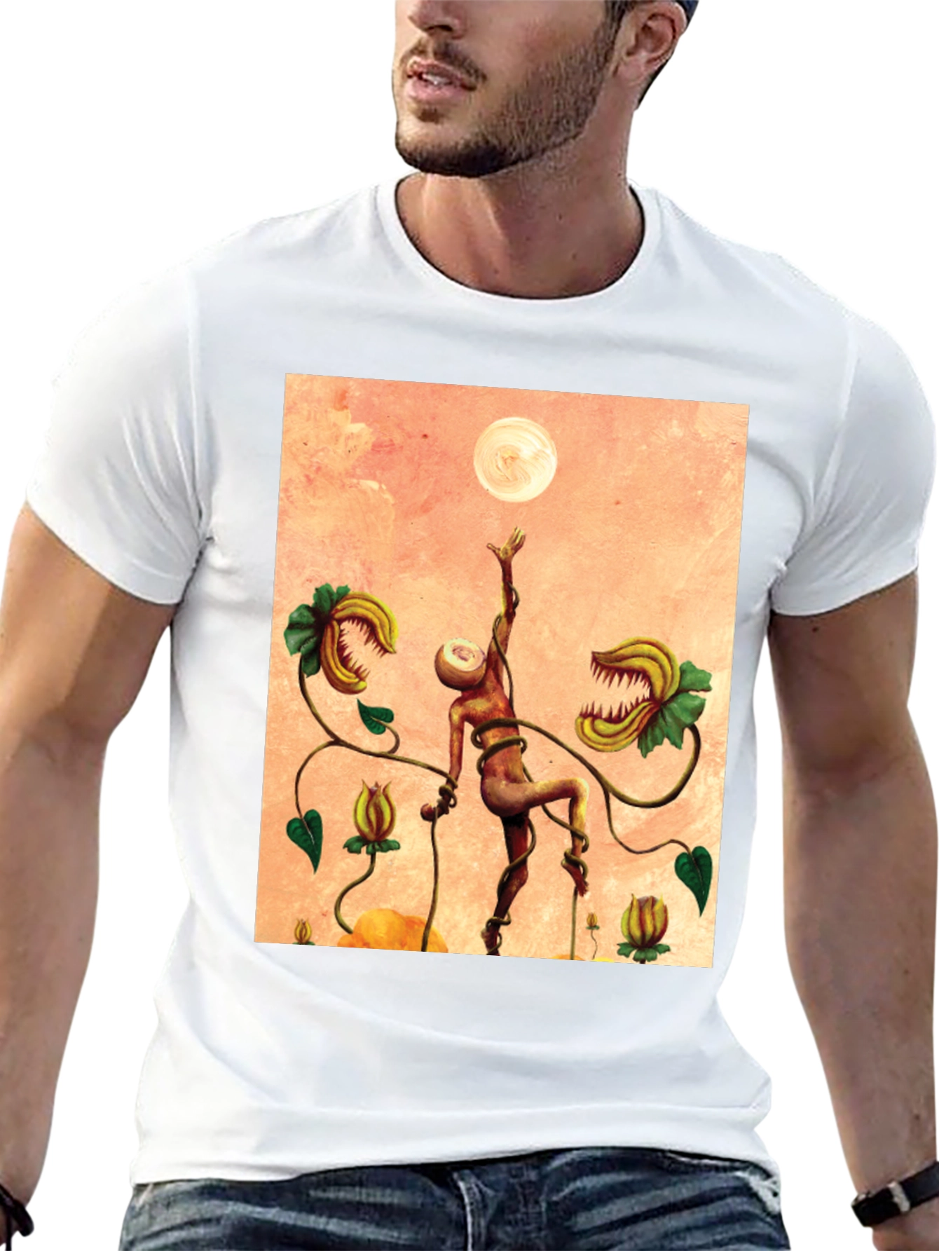 Black Surreal Venus Flytrap Graphic Tee - Unique Art Shirt view 13