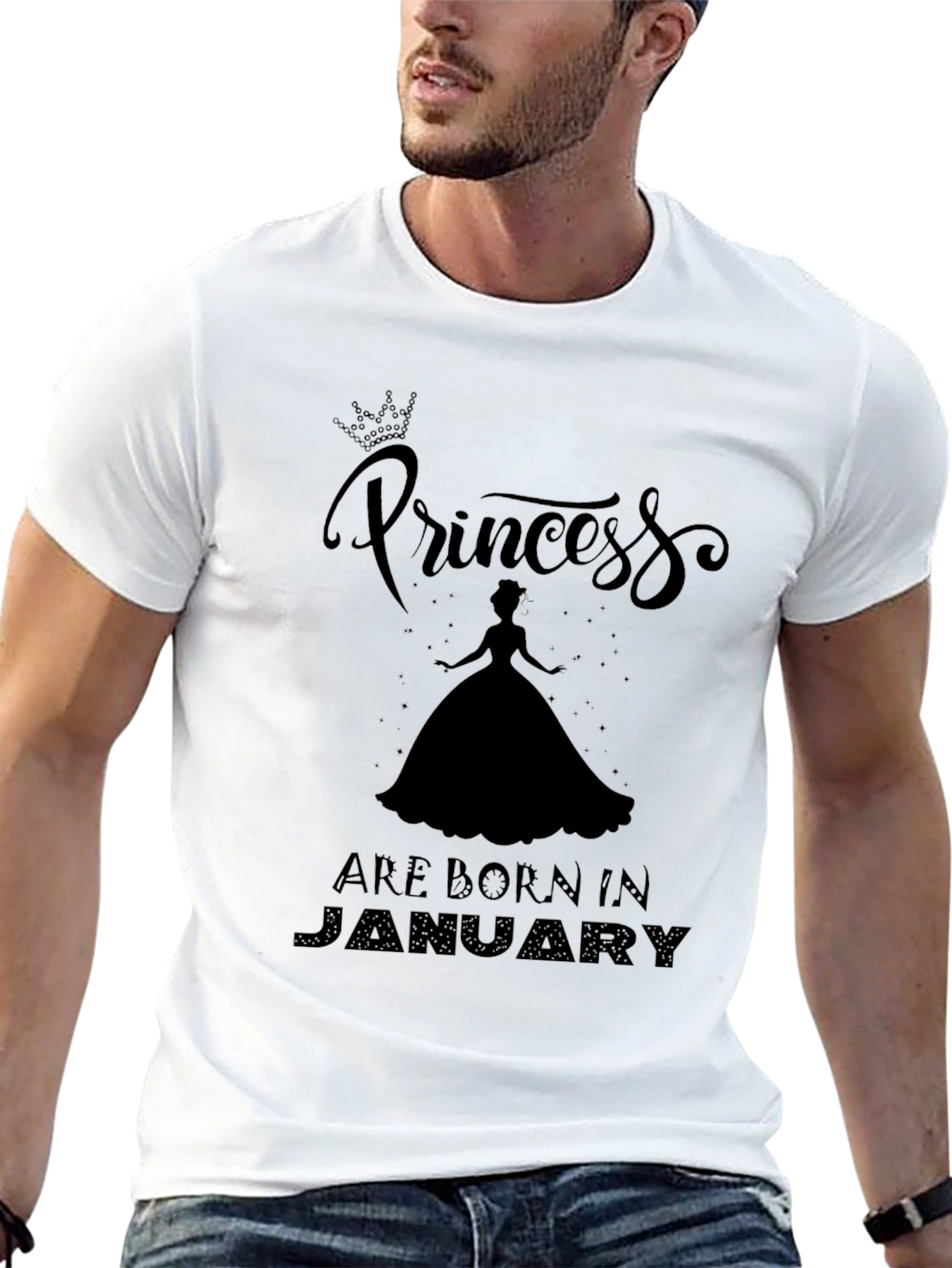 Black Princess Born in January Black T-Shirt view 13