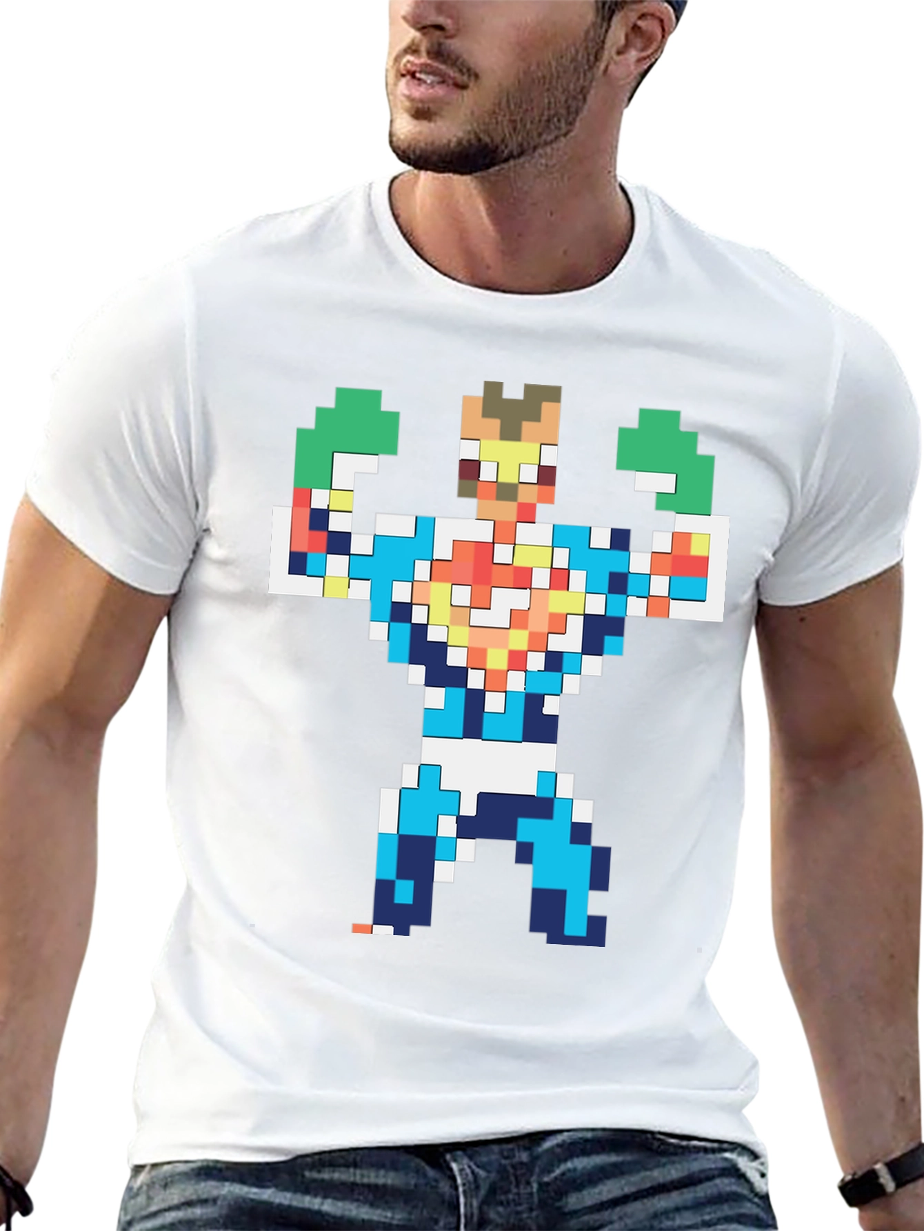 Black Pixelated Hero Graphic T-Shirt - Retro Gaming Style view 13