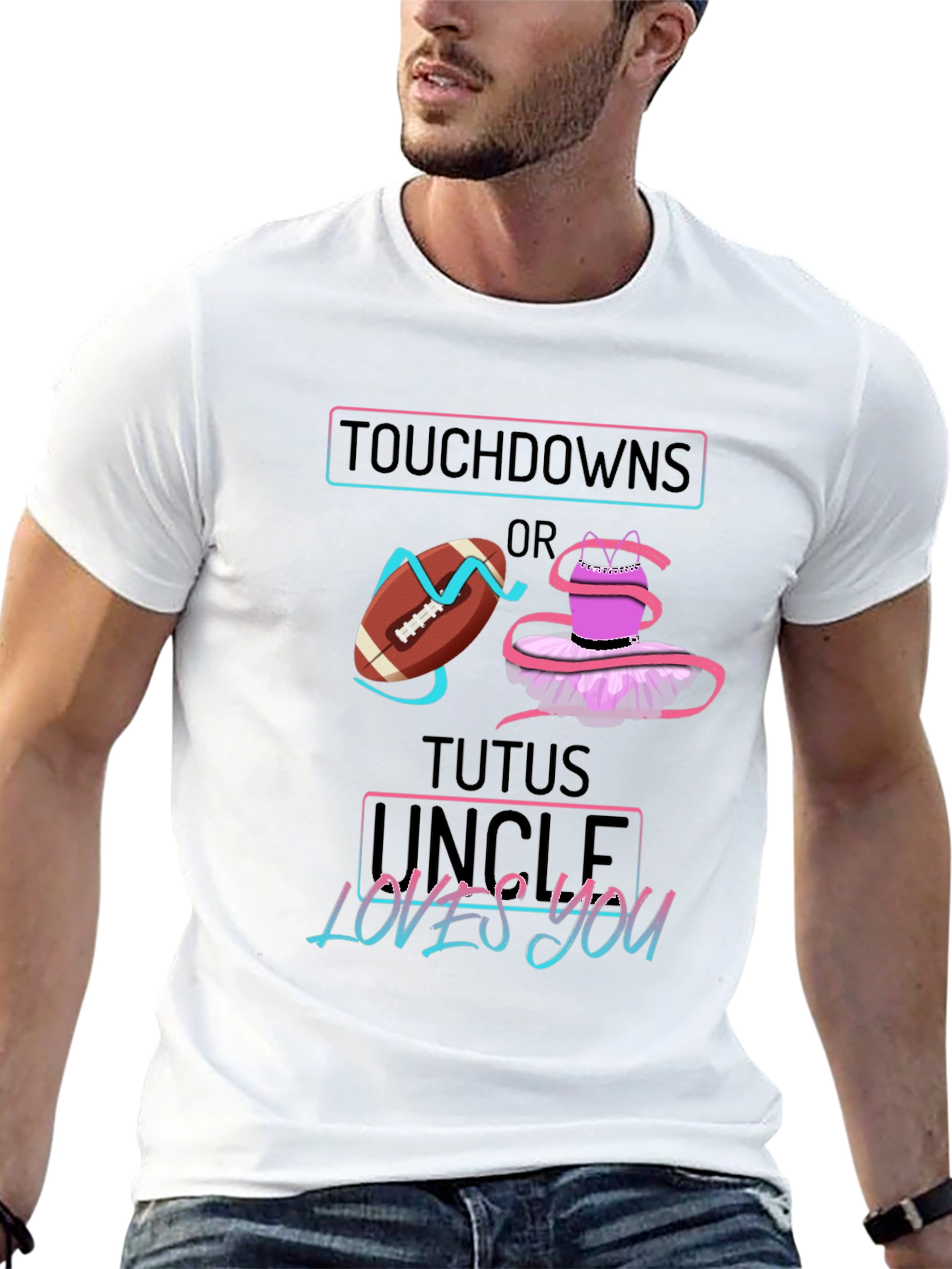 Black Touchdowns or Tutus Uncle Loves You Graphic T-Shirt view 13