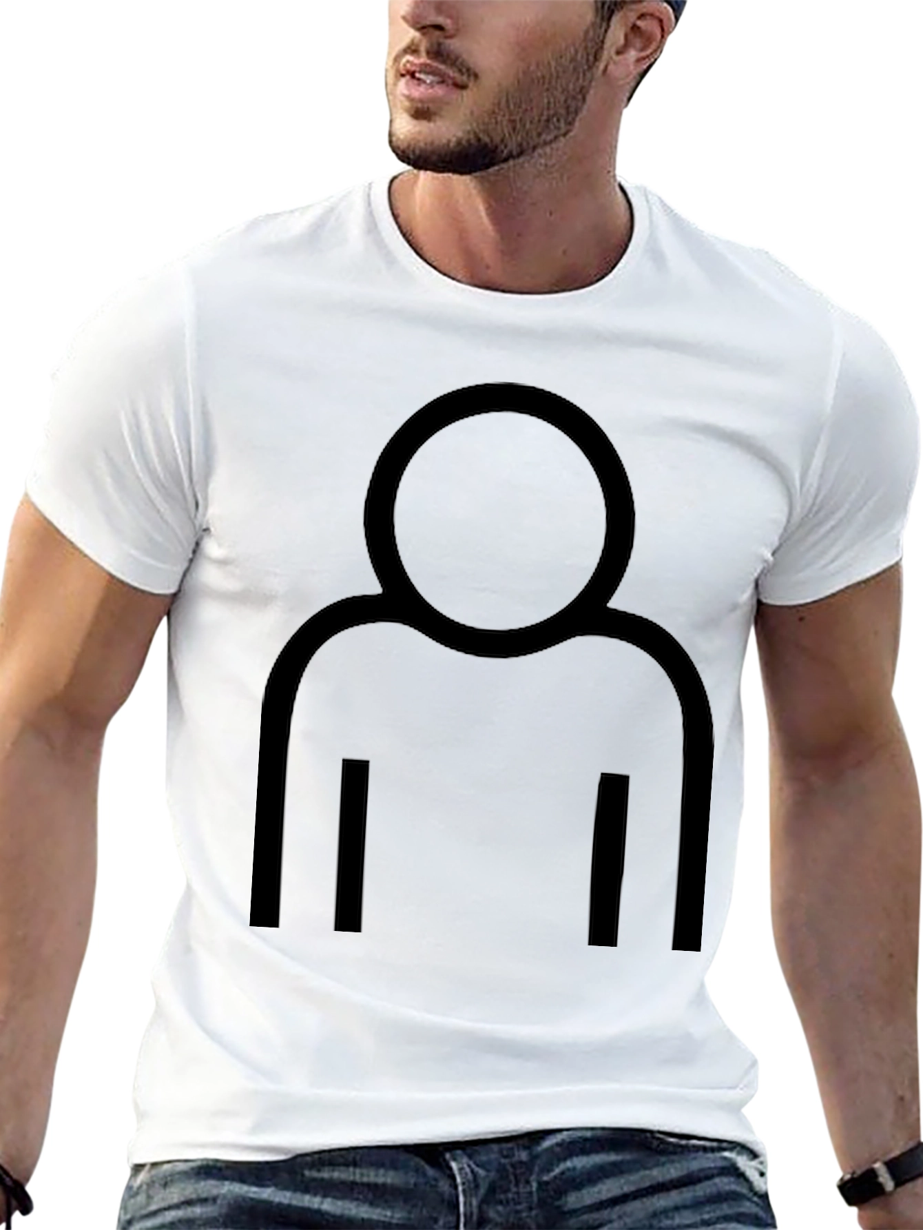 Black Minimalist Person Icon Black T-Shirt view 13