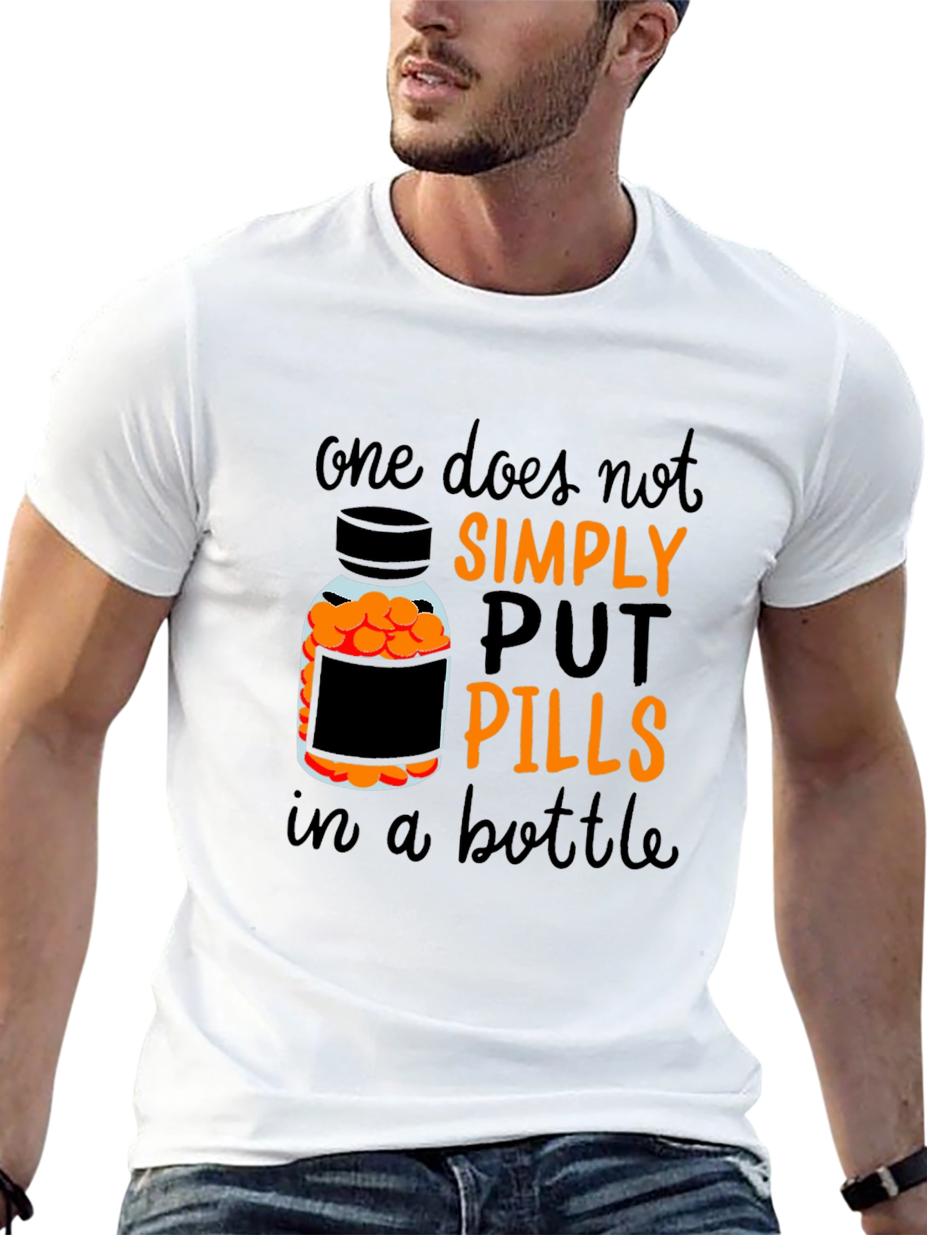 Black One Does Not Simply Put Pills in A Bottle T-Shirt view 13