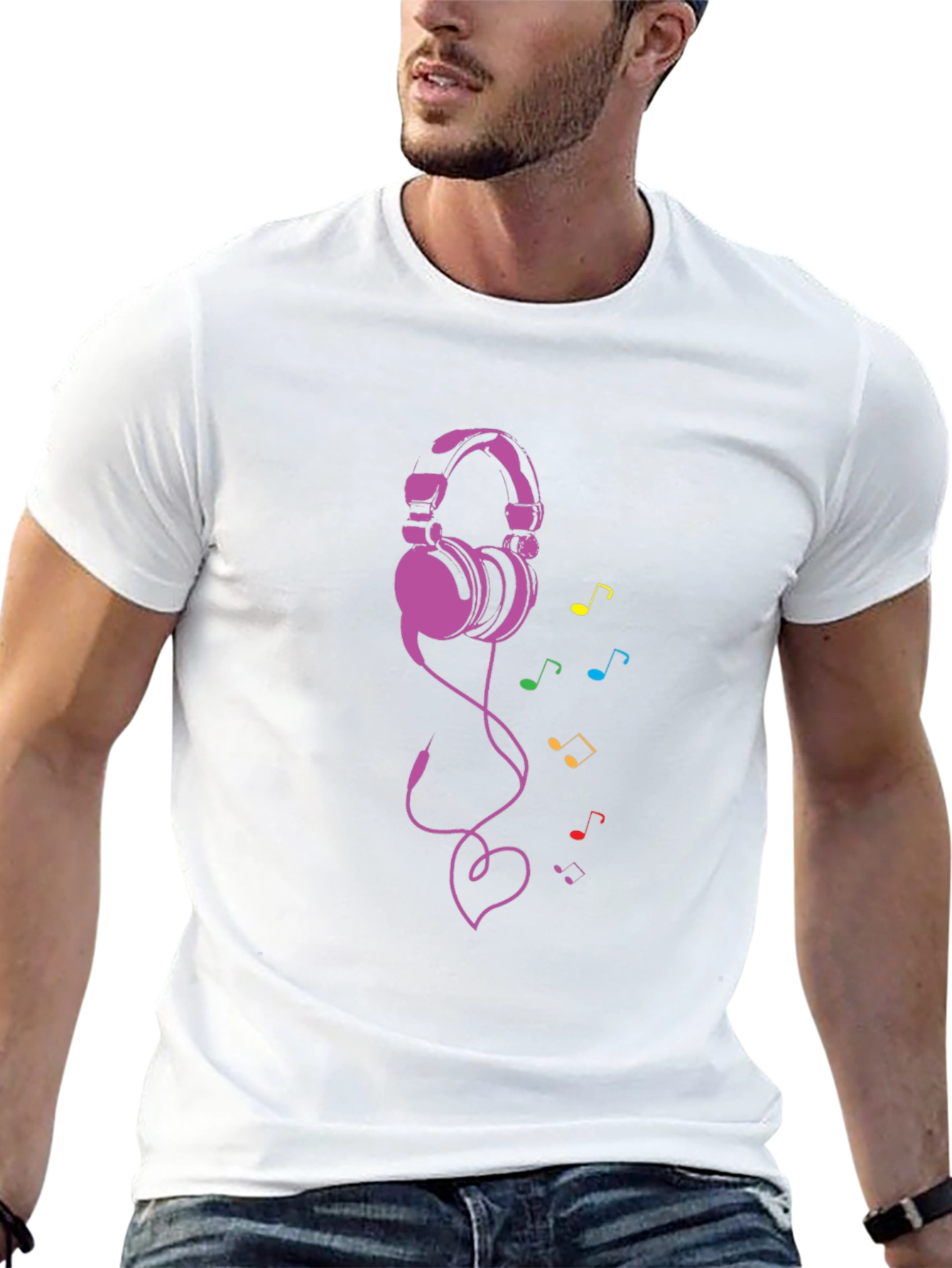 Black Headphones & Music Note Tee view 13