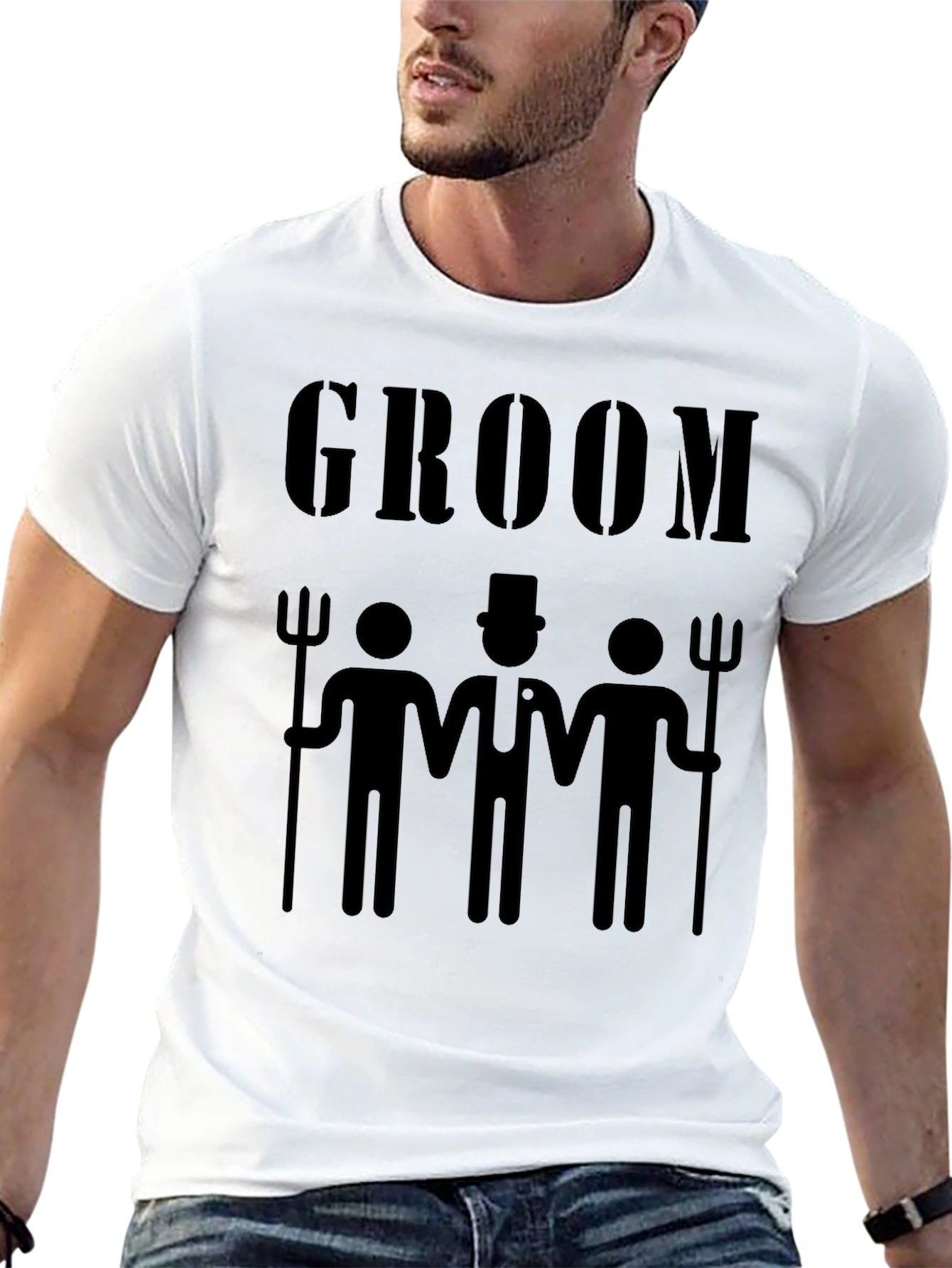 Black Groom Bachelor Party Graphic T-Shirt view 13