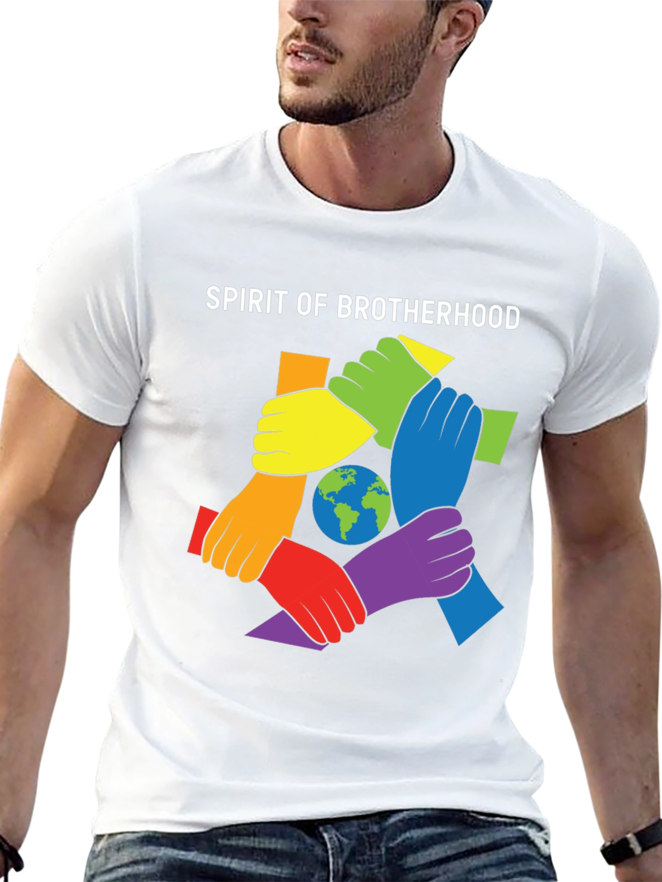 Black Spirit of Brotherhood Graphic T-Shirt view 13