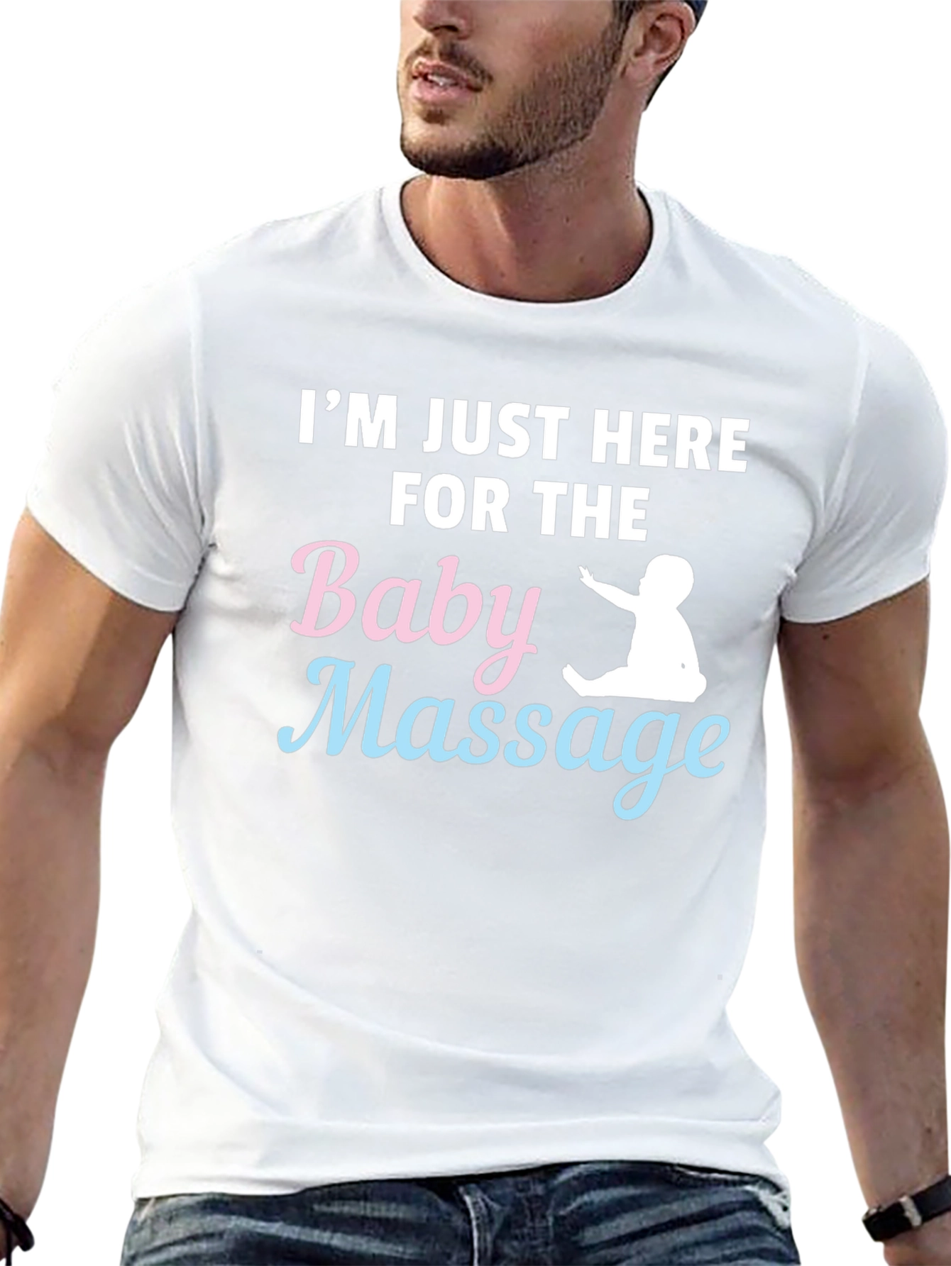Black Baby Massage T-Shirt - Humorous Parent Tee view 13