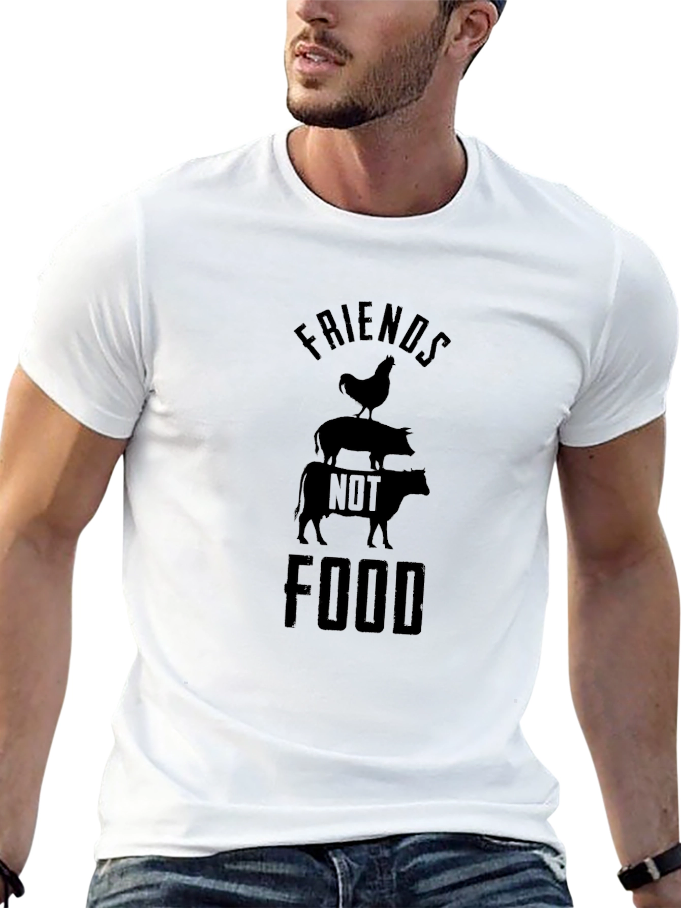 Black Vegan T-Shirt - Friends Not Food view 13