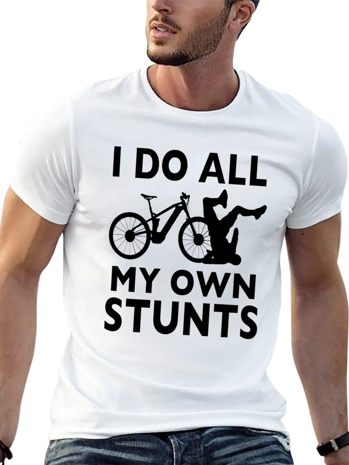 Black I Do All My Own Stunts Black T-Shirt view 13