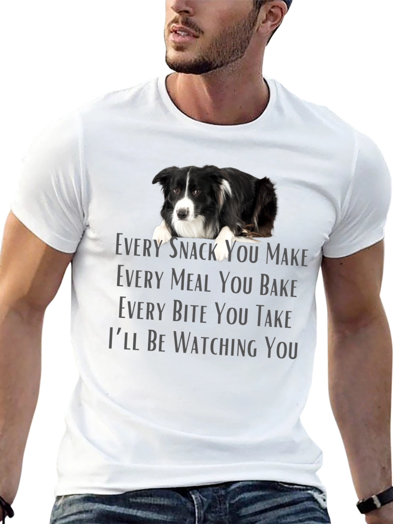 Black Funny Dog Watching You Graphic T-Shirt view 13