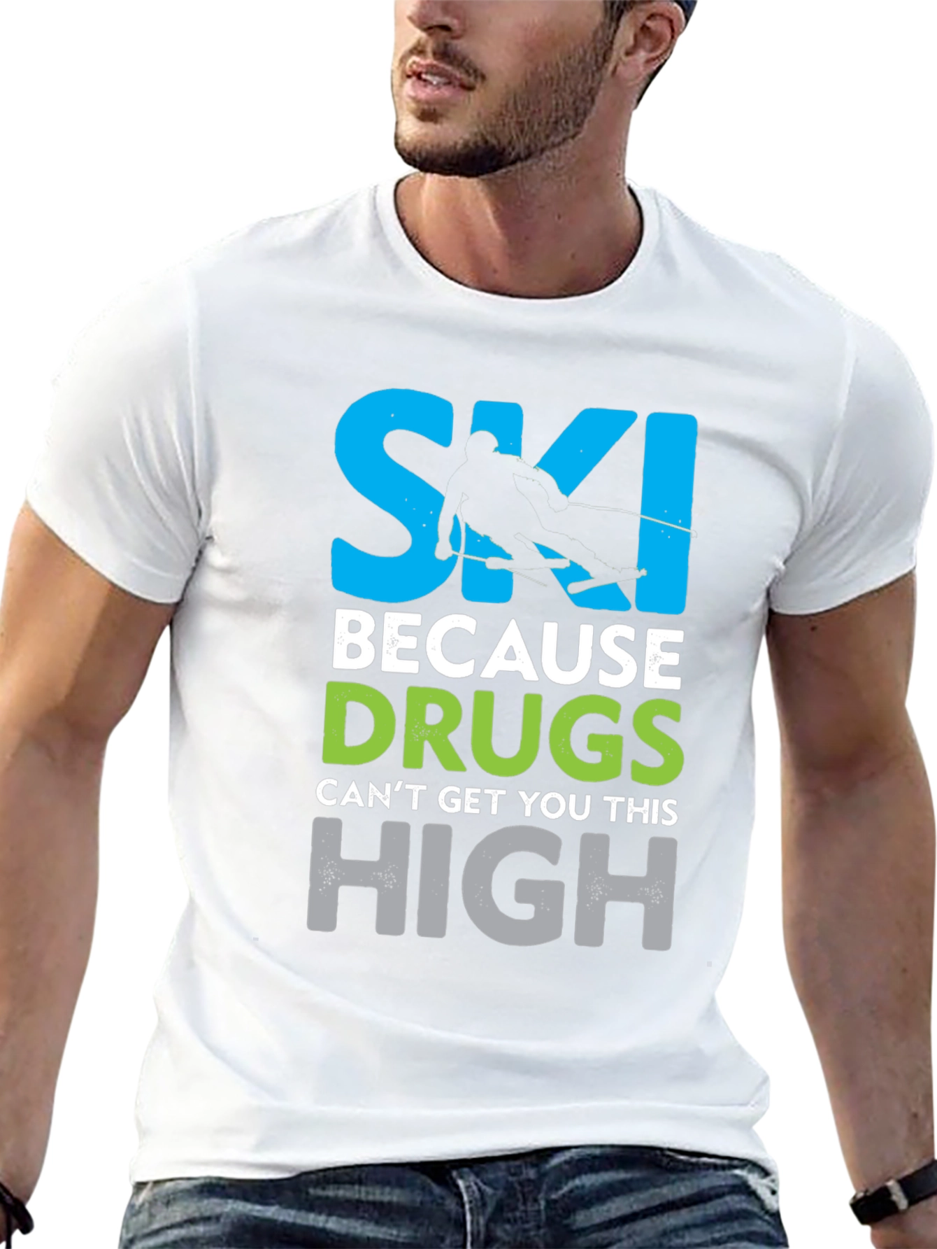 Black Ski Because Drugs Can't Get You This High Graphic T-Shirt view 13