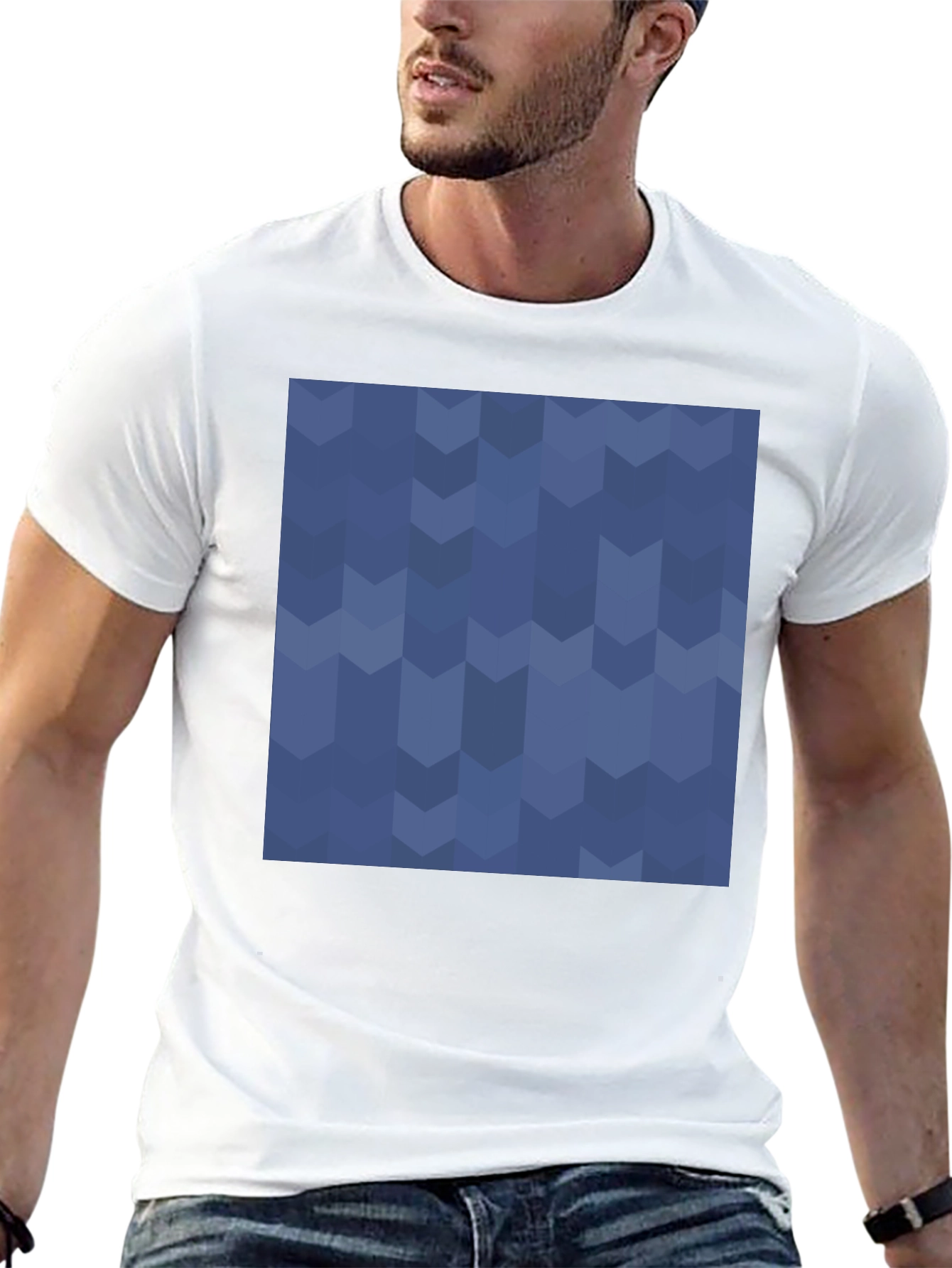 Black Geometric Arrow Pattern T-Shirt view 13