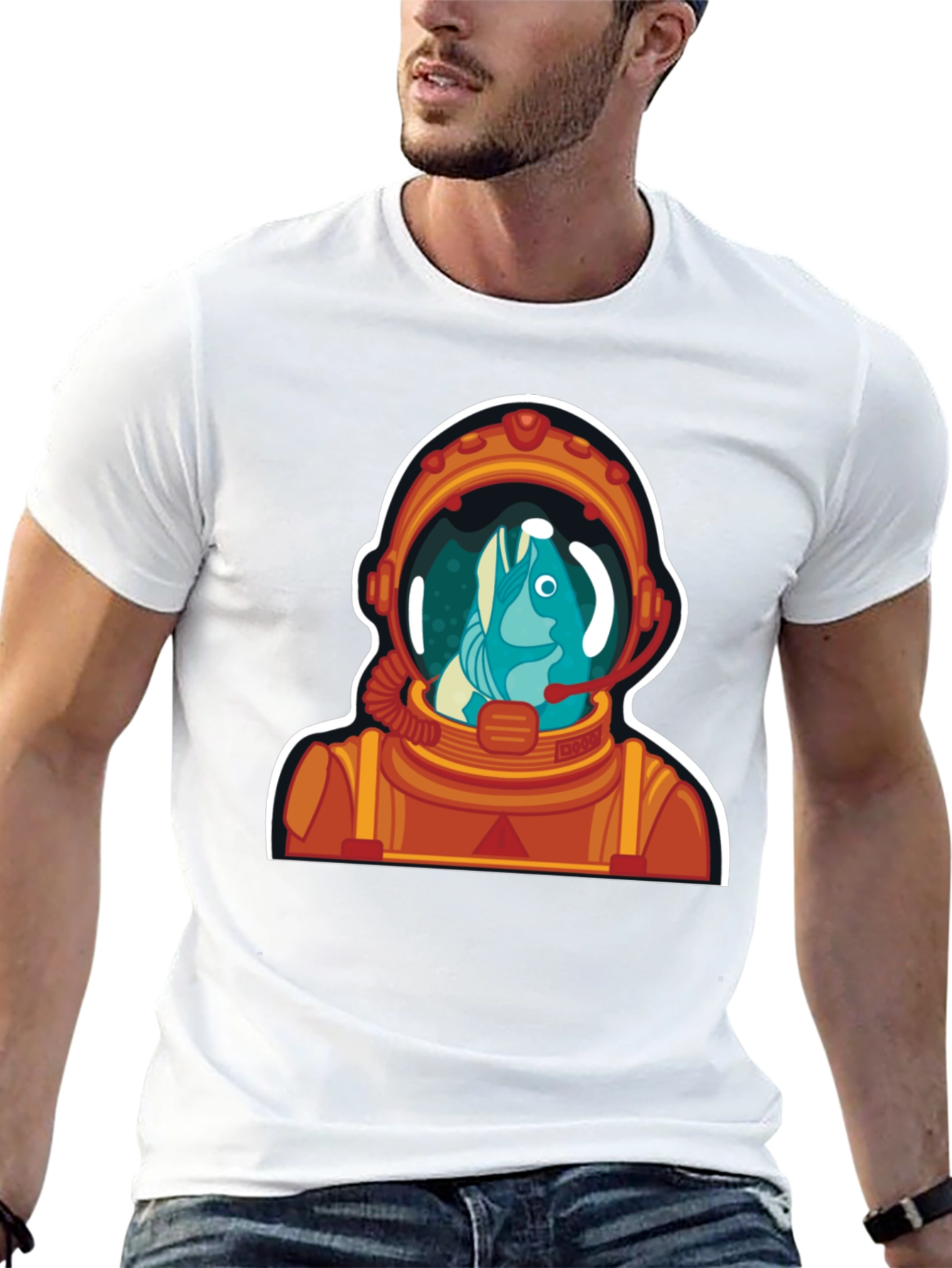Black Astronaut Fish Graphic Tee - Space Humor view 13
