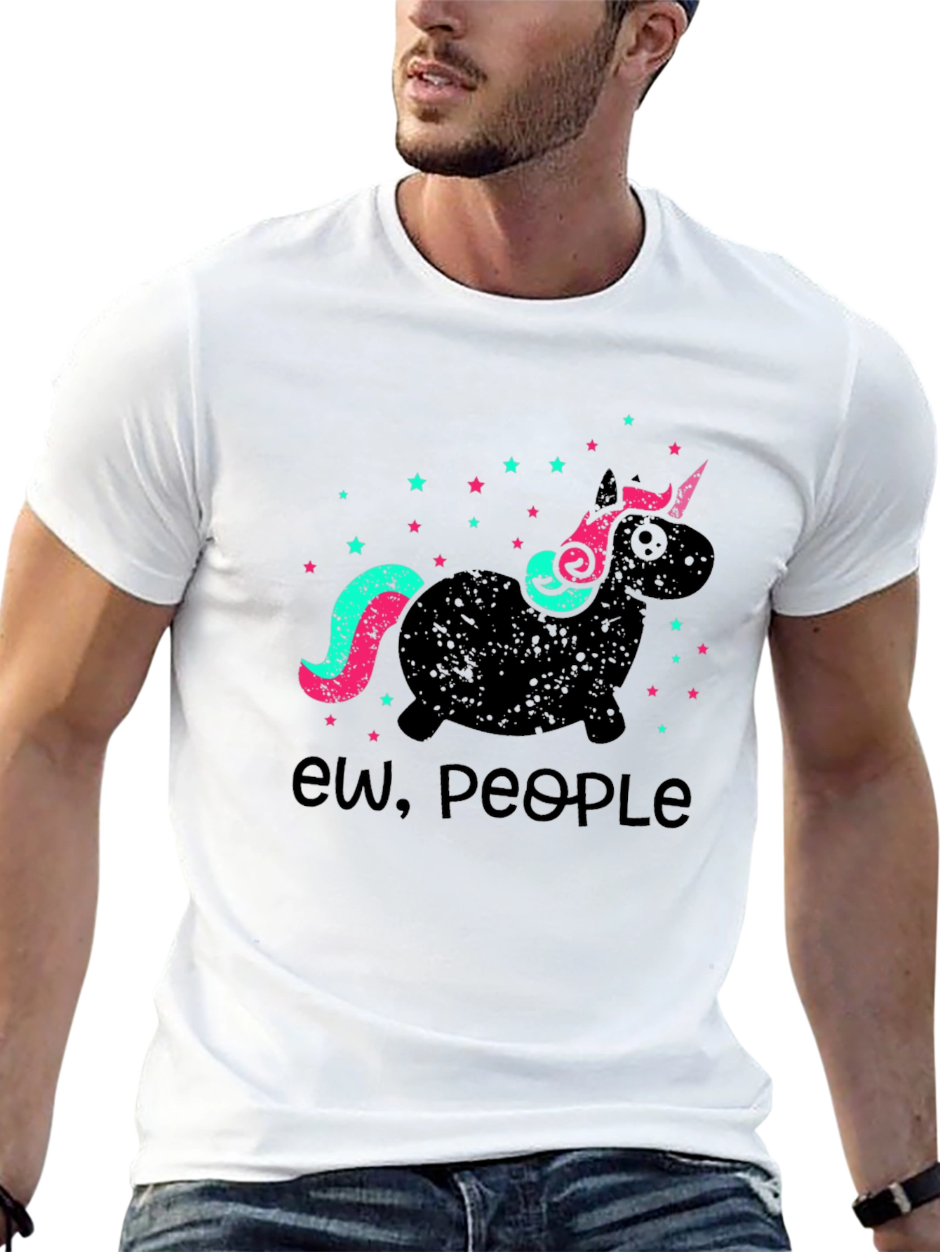 Black Ew People Unicorn Graphic Tee - Soft Cotton Blend view 13
