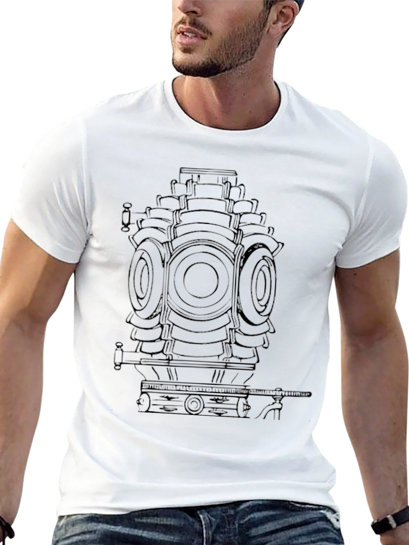 Black Graphic Tee - Black - Vintage Engine Design view 13