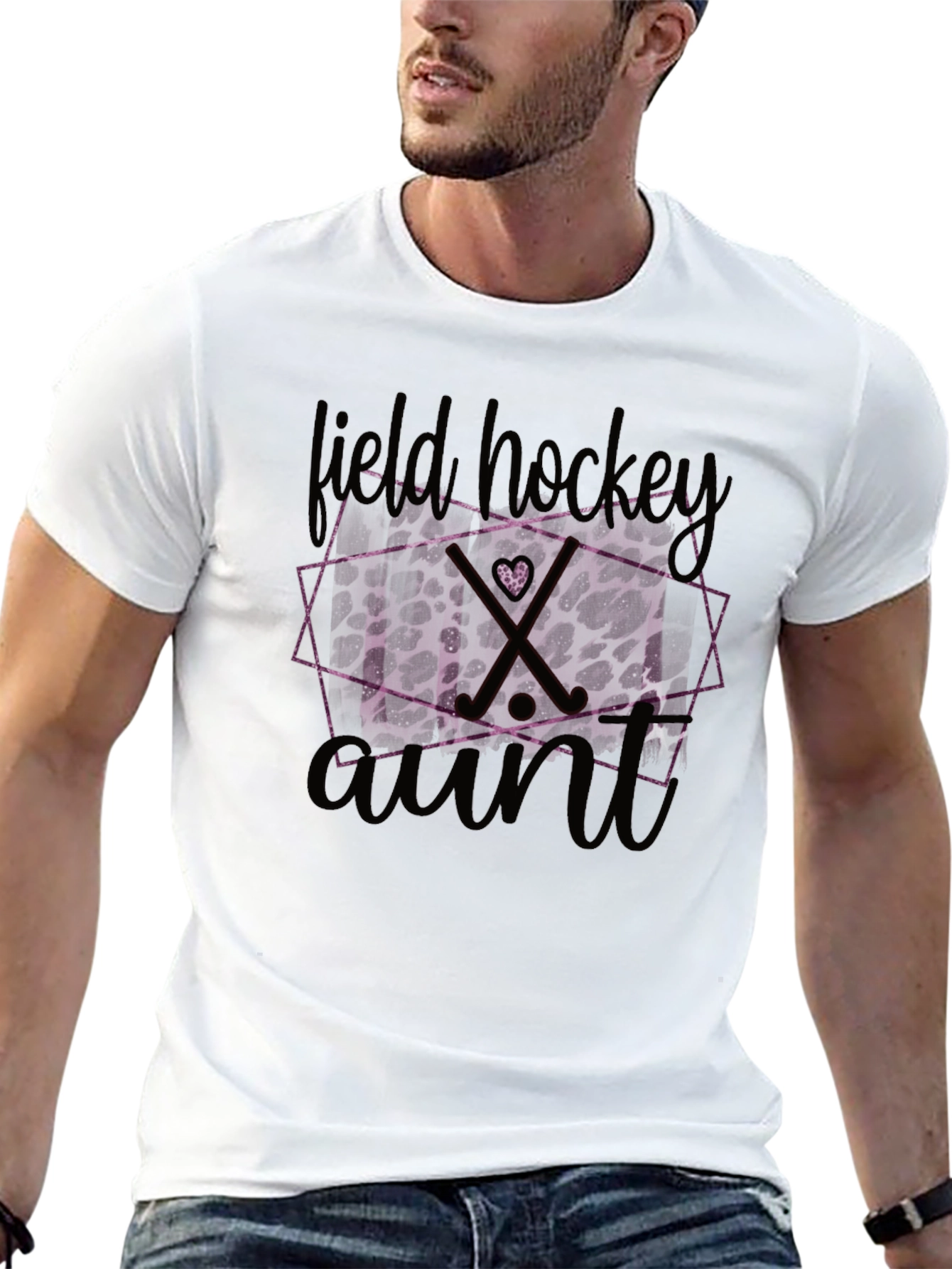 Black Field Hockey Aunt Leopard Print T-Shirt view 13