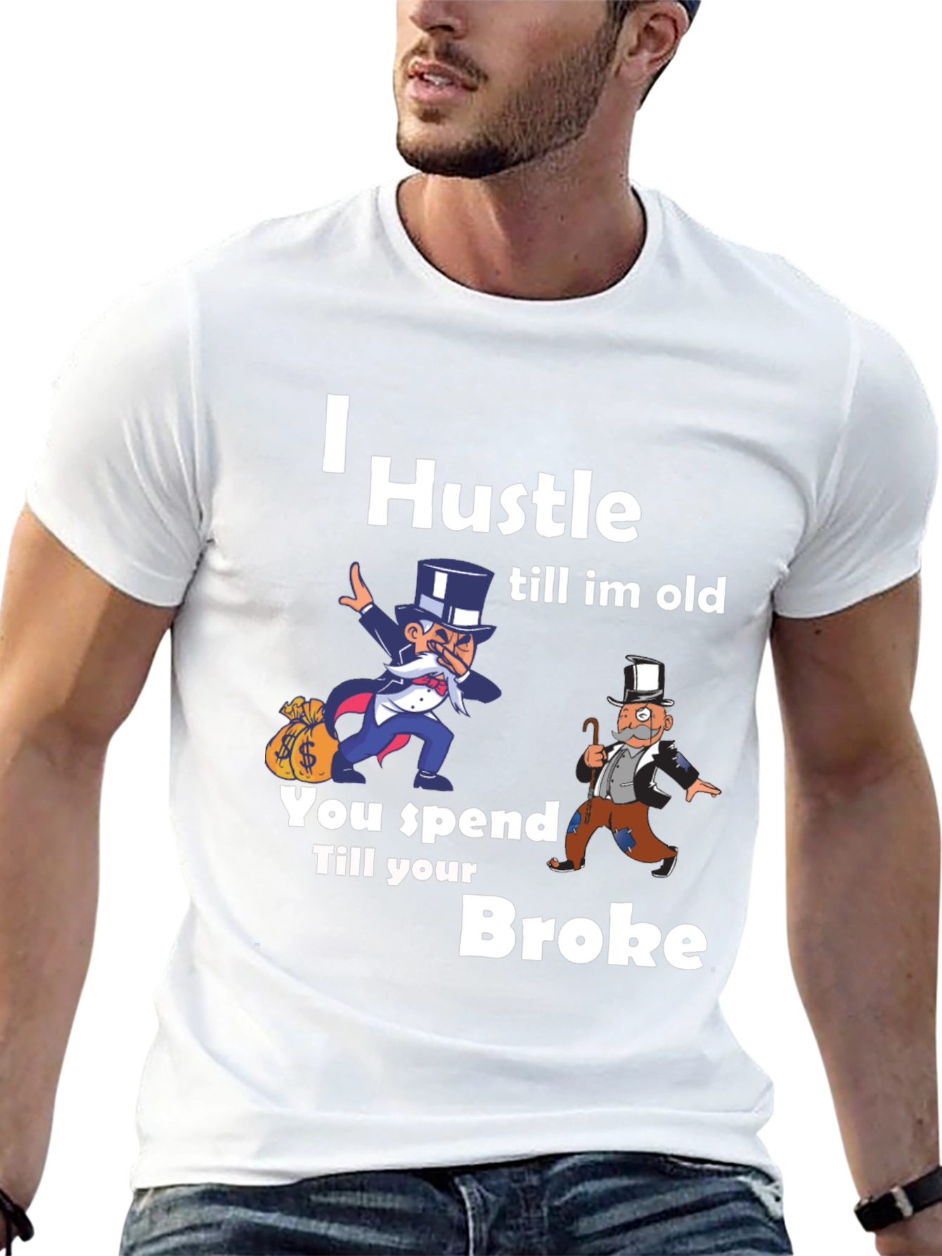 Black I Hustle Till I'm Old Graphic T-Shirt view 13