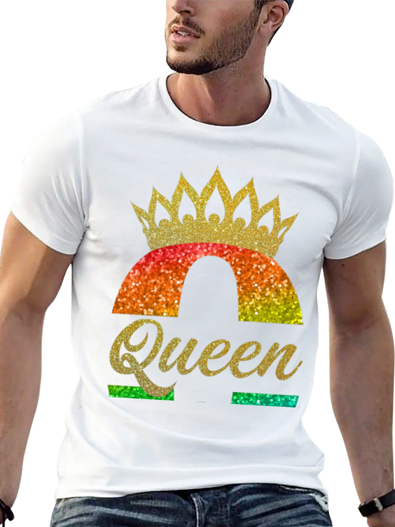 Black Queen Rainbow Glitter Graphic T-Shirt view 13