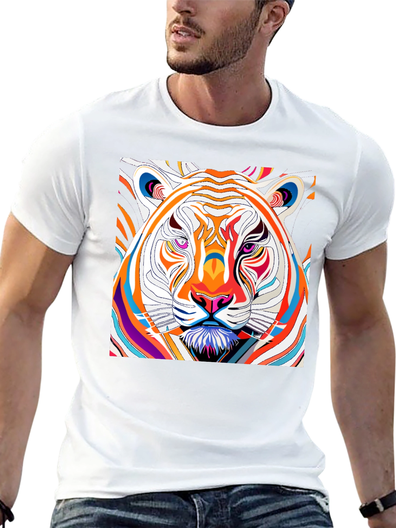 Black Vibrant Tiger Graphic Tee - Bold Artistic Design view 13