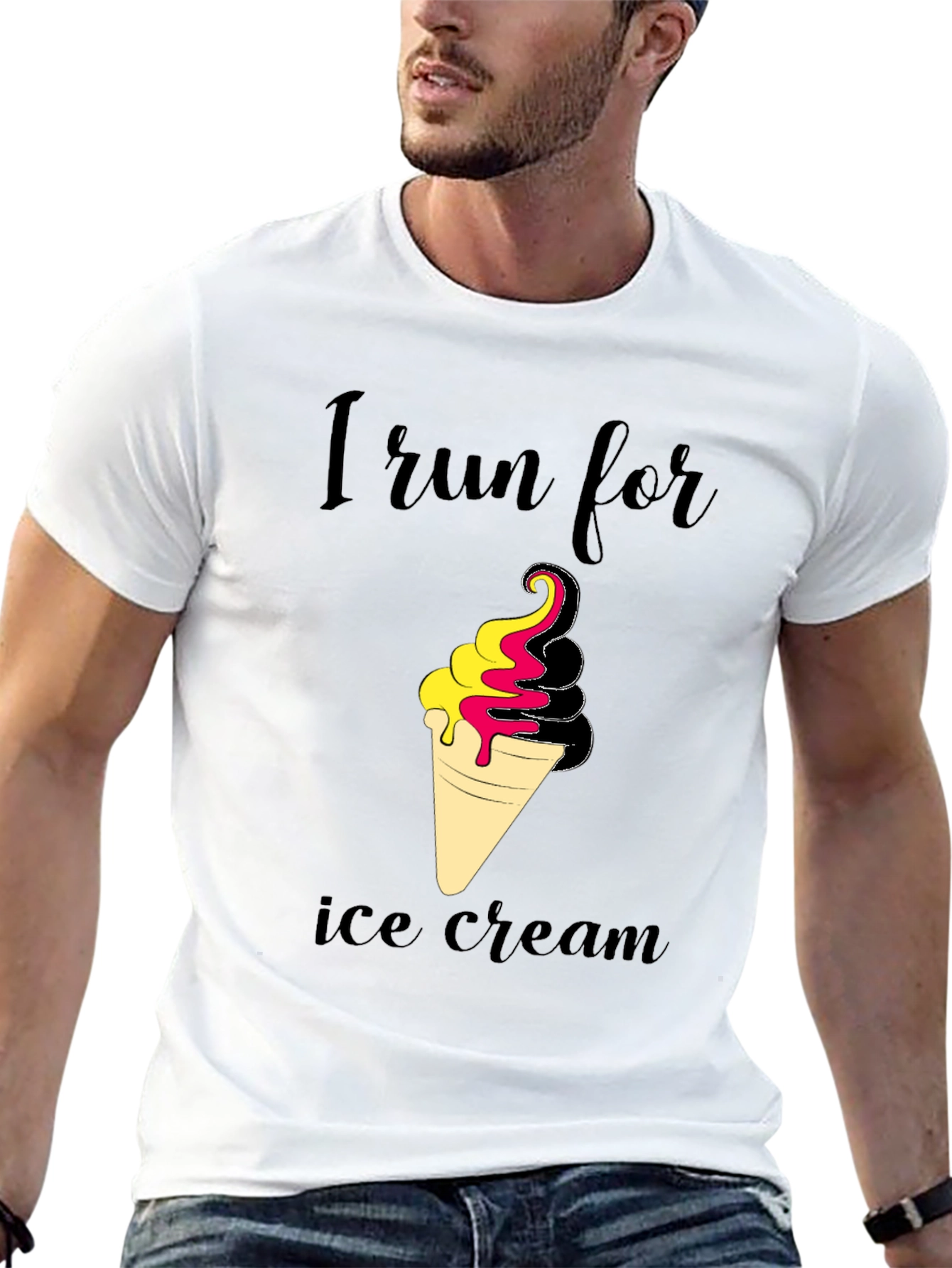 Black I Run For Ice Cream Black T-Shirt view 13