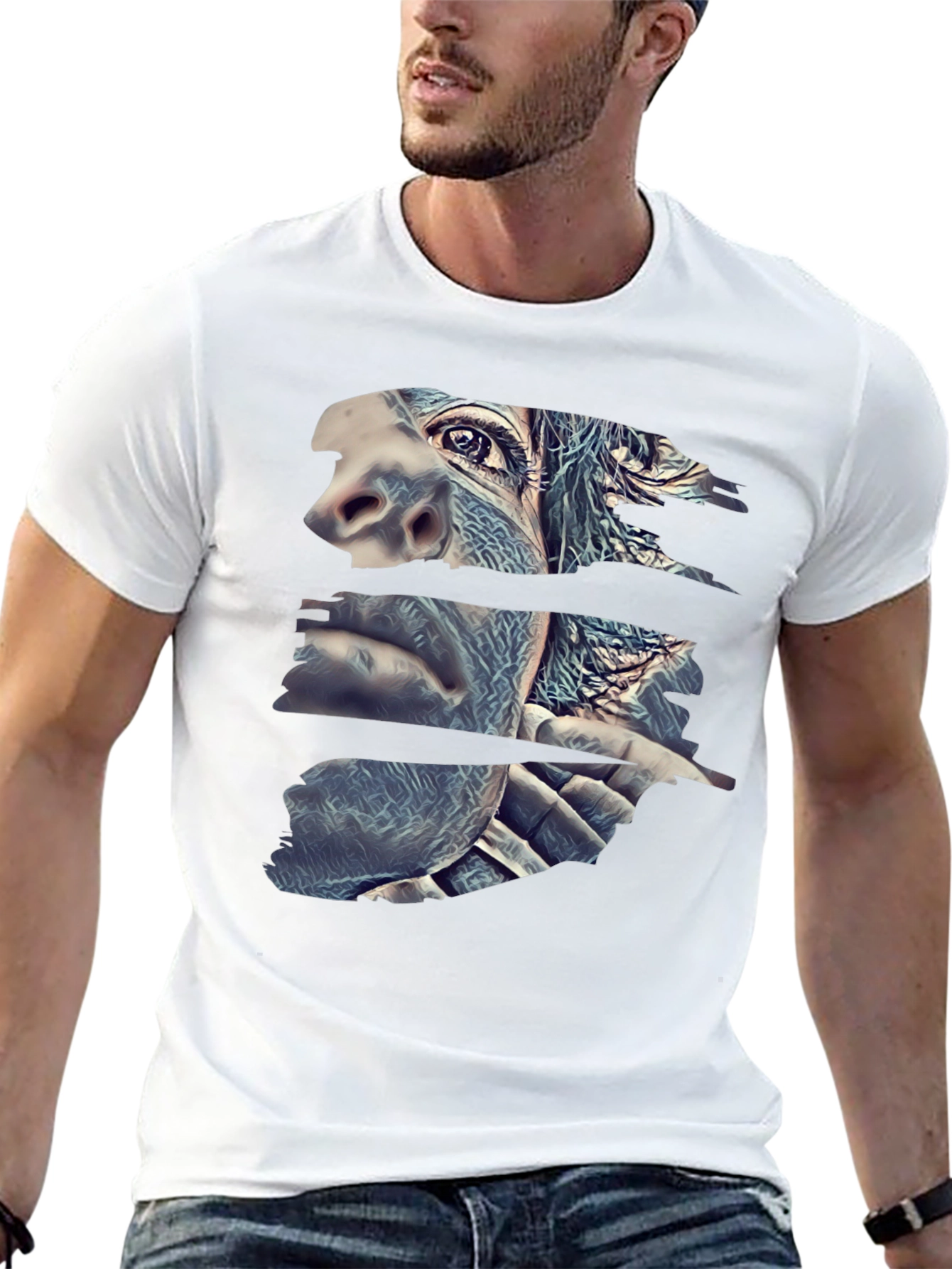 Black Abstract Gorilla Face Black T-Shirt view 13