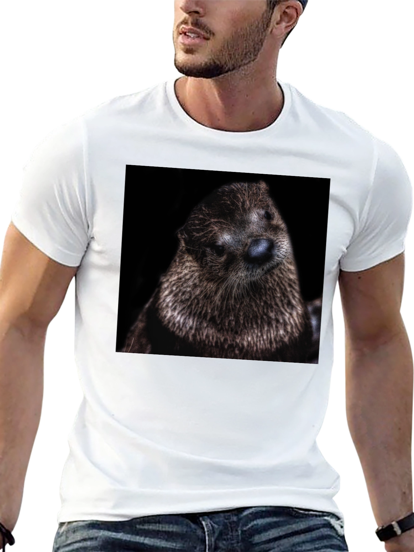 Black Otter Portrait Graphic T-Shirt view 13