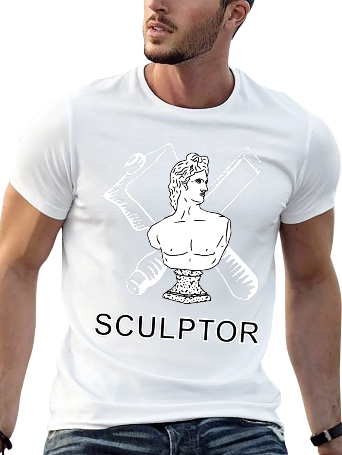 Black Sculptor Graphic Tee - Artistic Black T-Shirt view 13