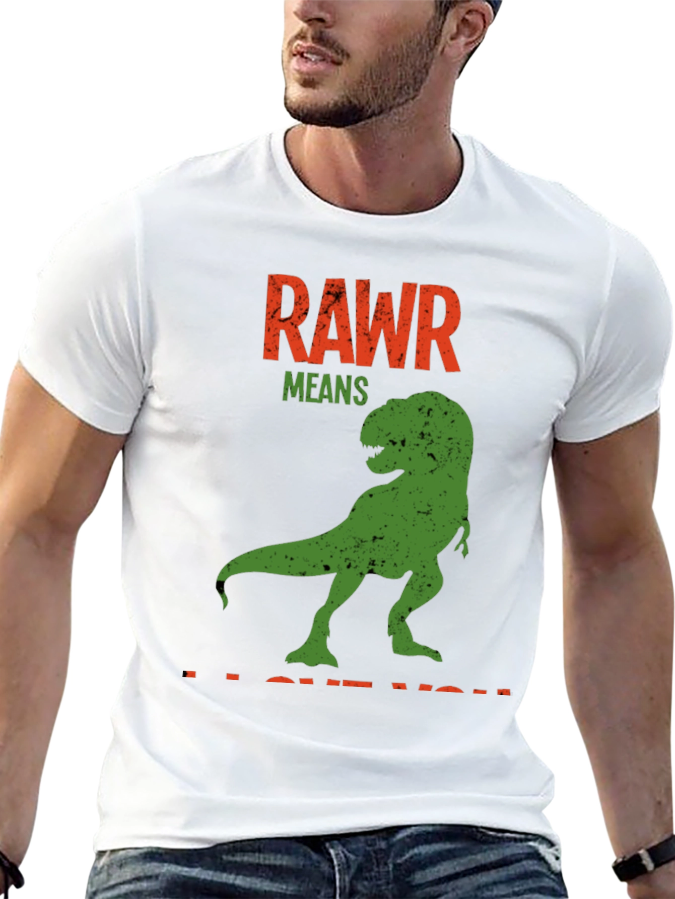 Black Rawr Means I Love You Dinosaur T-Shirt view 13