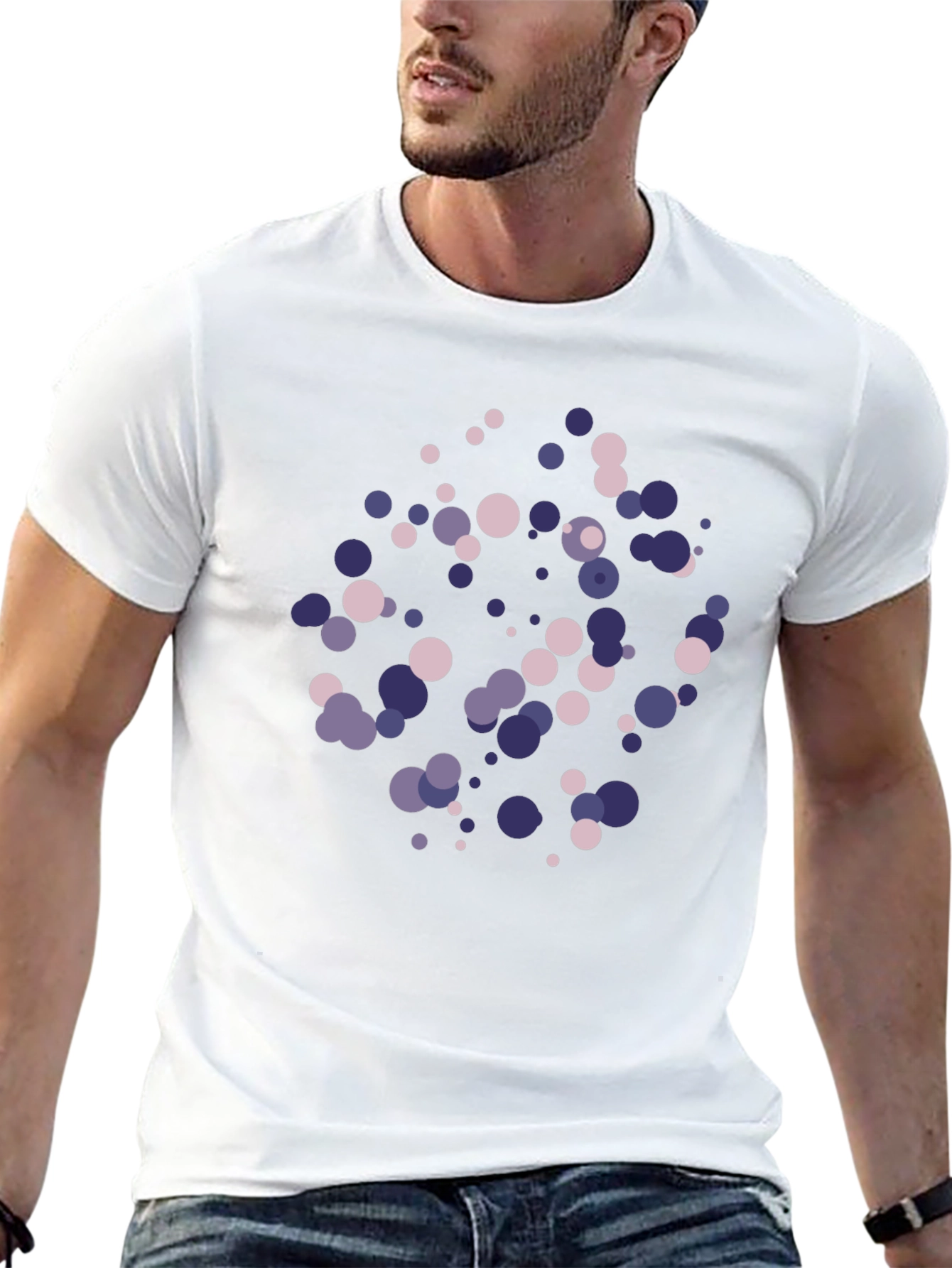 Black Modern Abstract Dot T-Shirt view 13