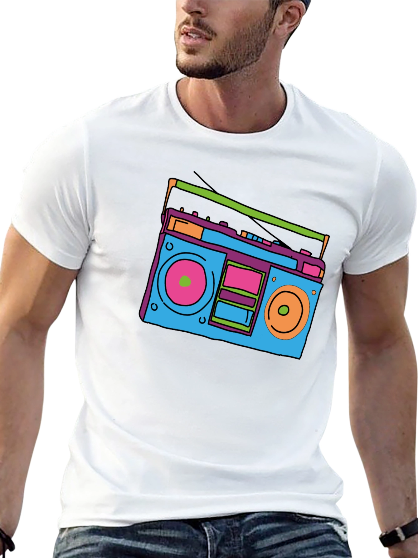 Black Retro Boombox Graphic Tee - Classic 80s Style view 13