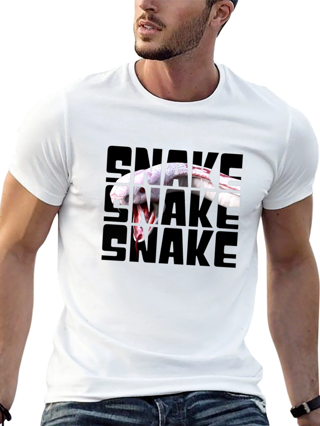 Black Snake Graphic T-Shirt - Black Crew Neck Tee view 13