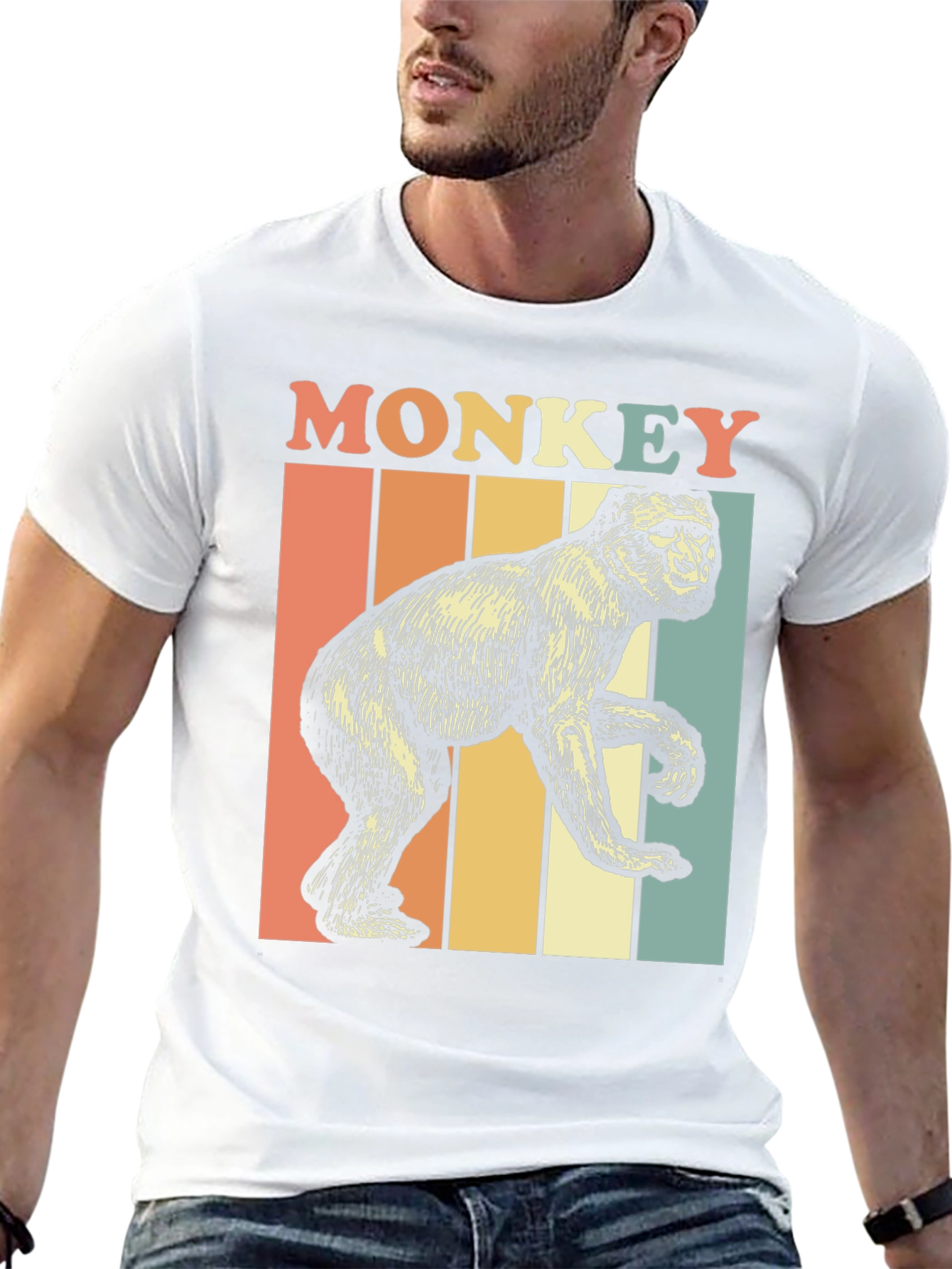 Black Retro Monkey Graphic T-Shirt view 13