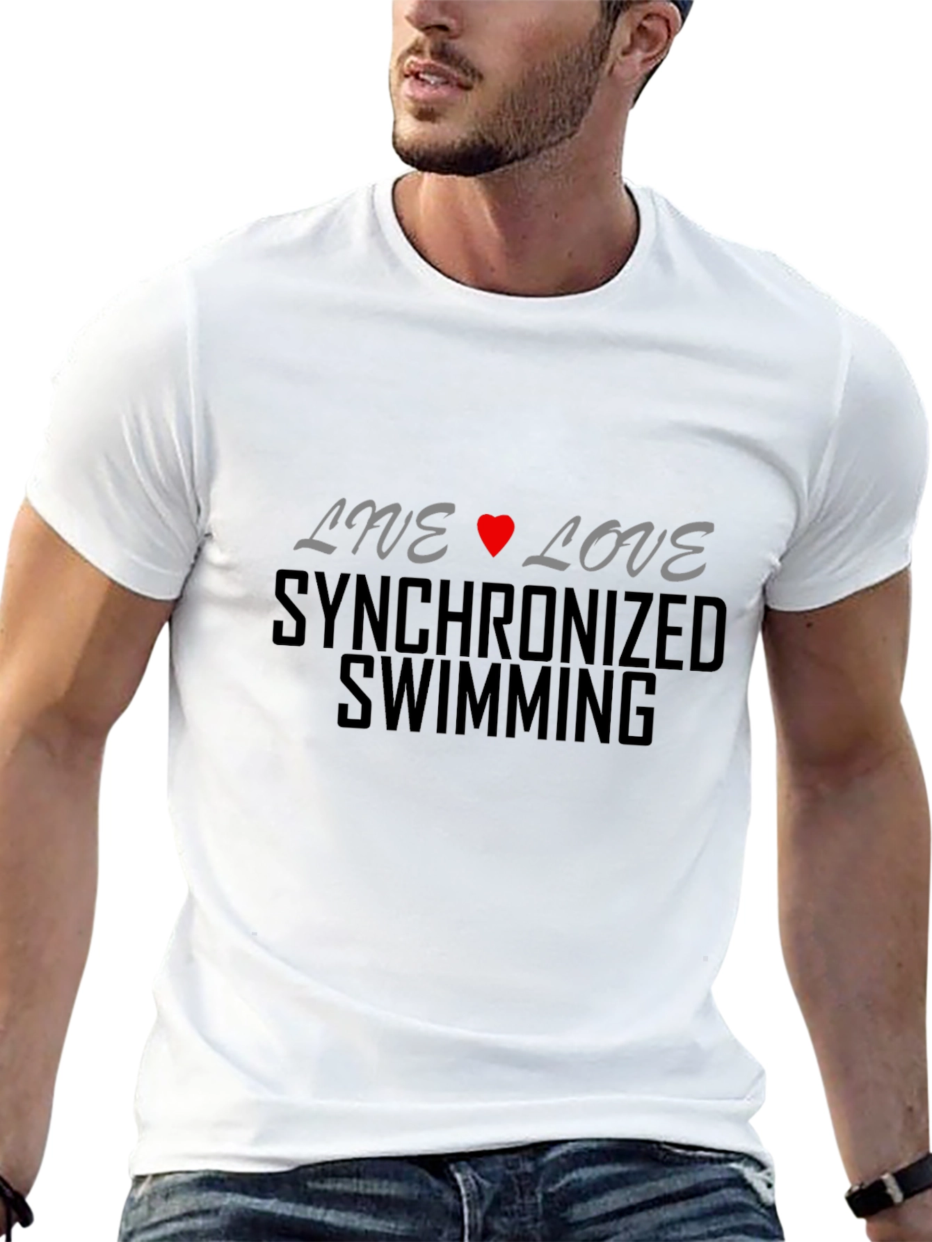 Live Love Synchronized Swimming Black T-Shirt - 13