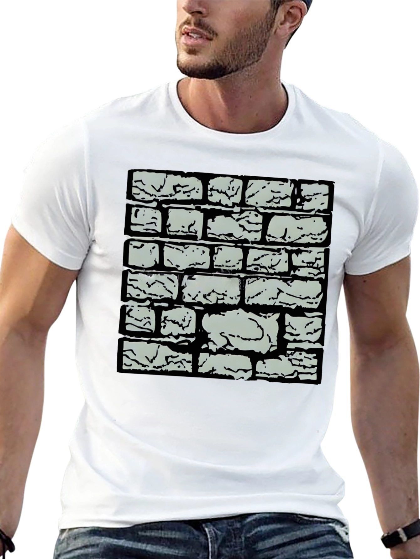 Black Brick Wall Graphic Tee - Cool Casual Style view 13