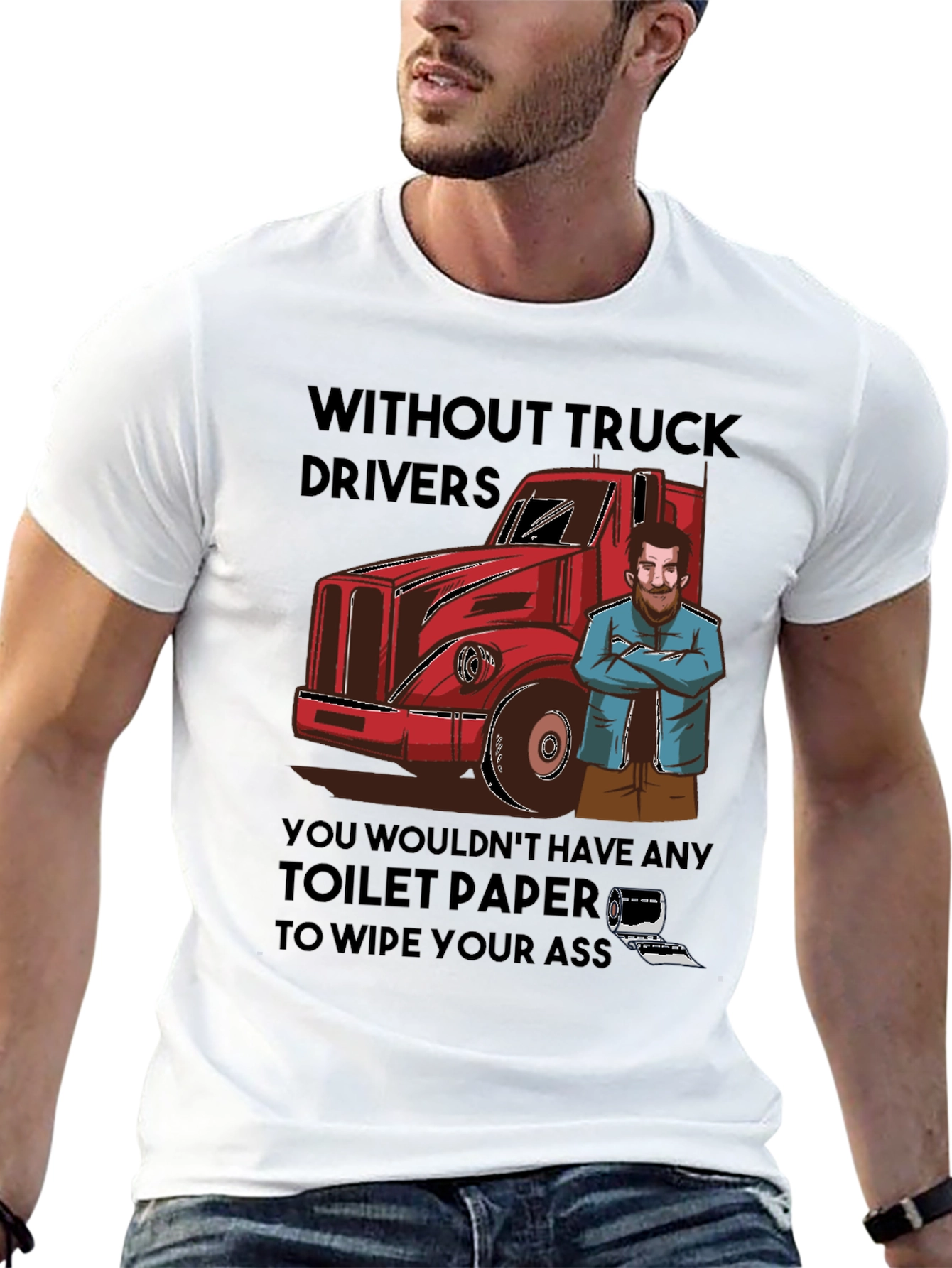 Black Truck Driver Toilet Paper T-Shirt view 13
