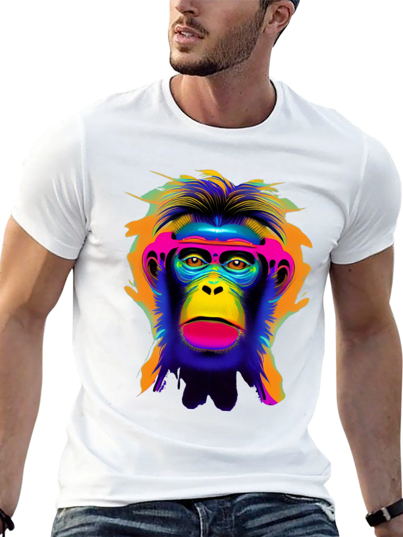 Black Vibrant Monkey Graphic Tee - Bold Statement Shirt view 13