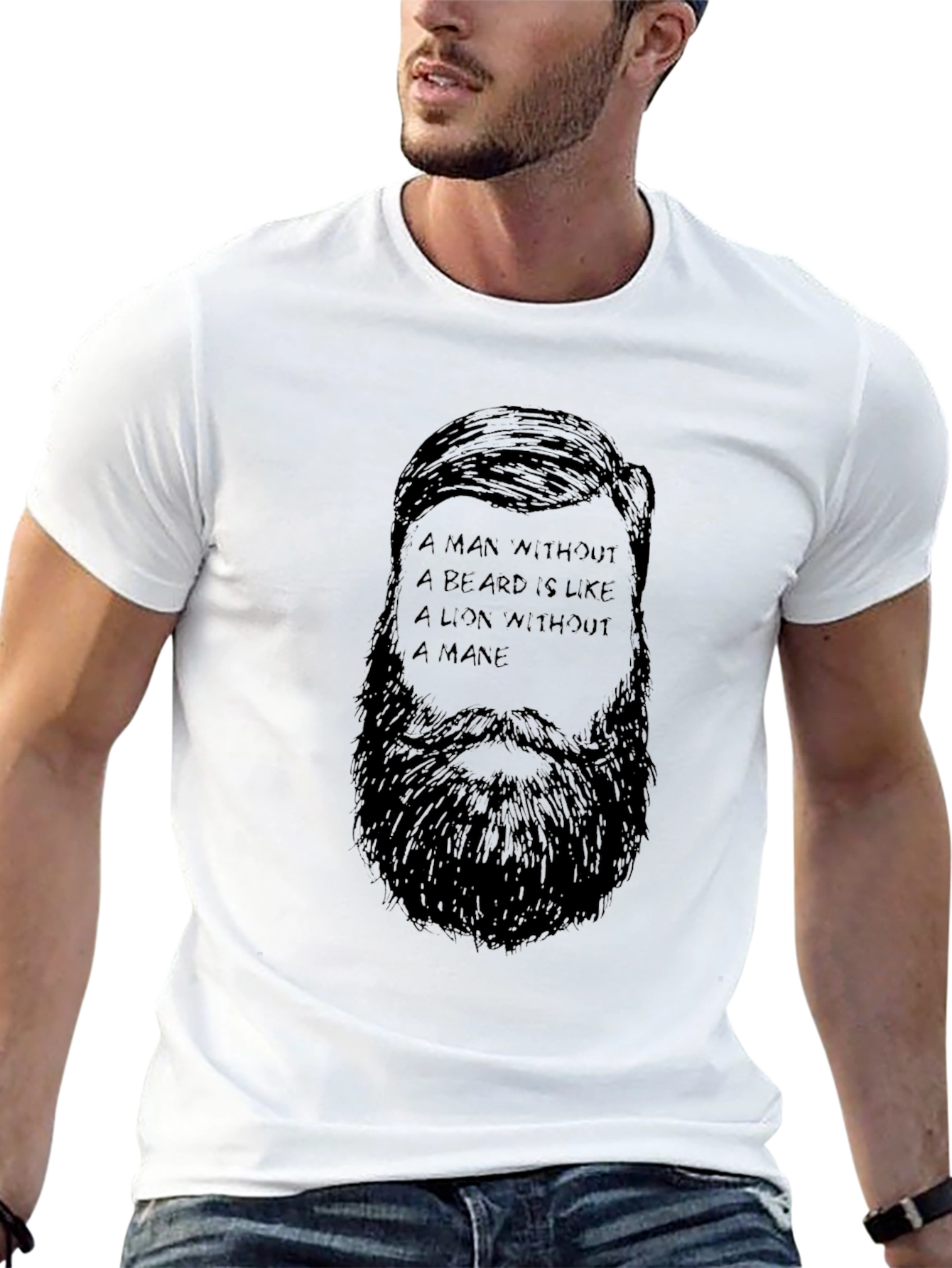 Black Bearded Man Quote Graphic Tee - Black view 13