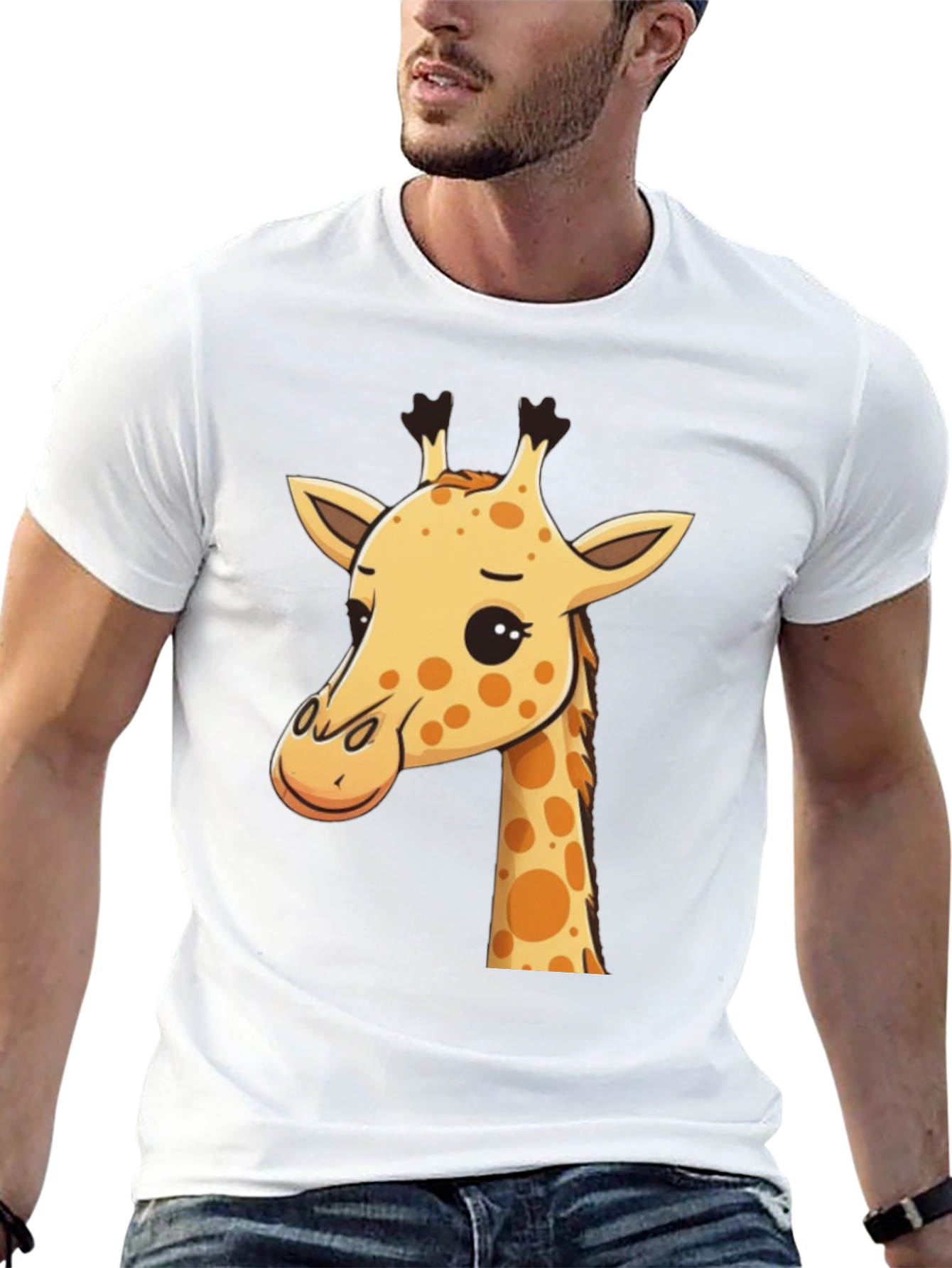 Black Giraffe Graphic Tee - Men's Black Crew Neck view 13
