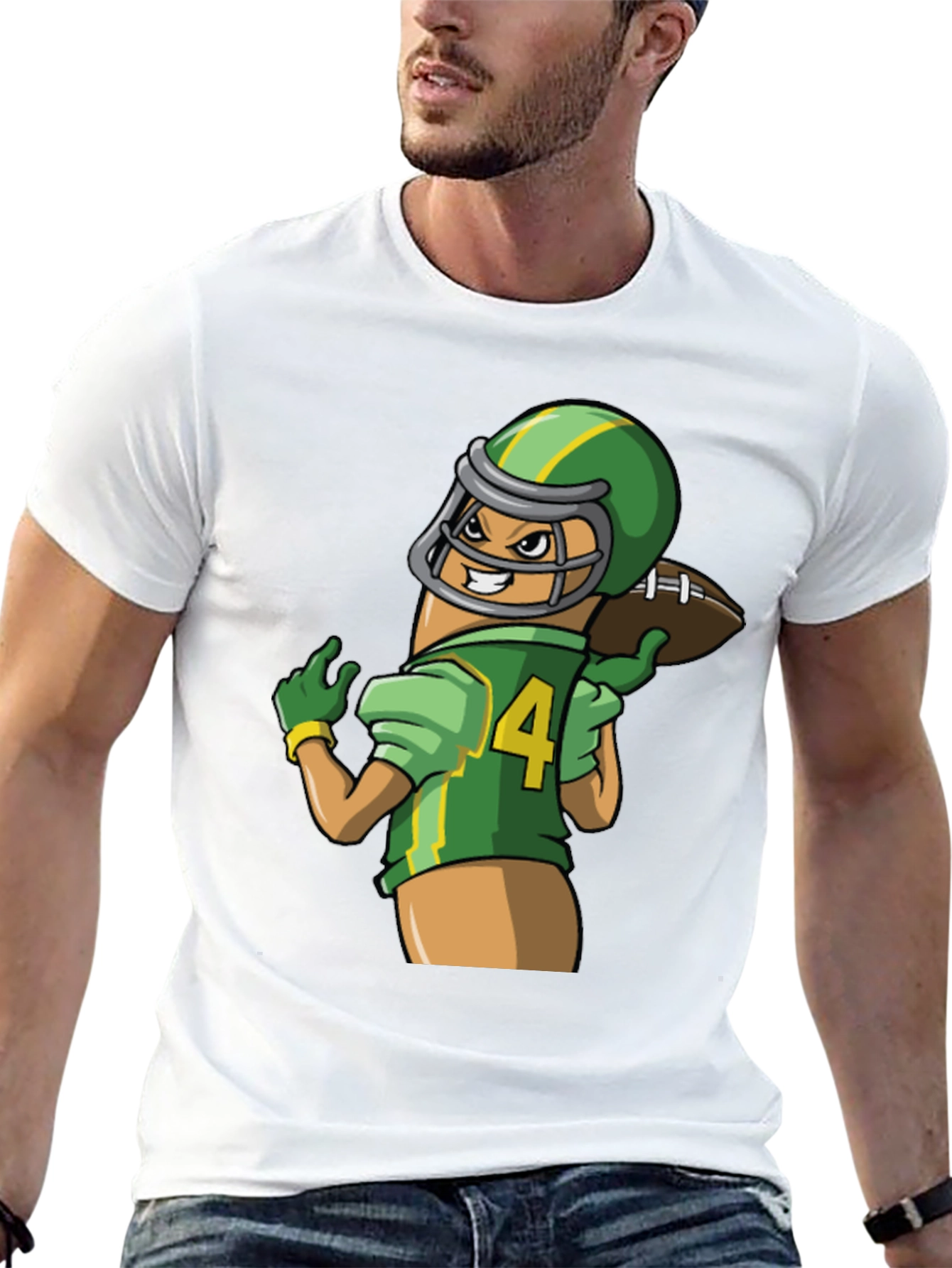 Black Funny Football Sausage Graphic Tee - Black view 13