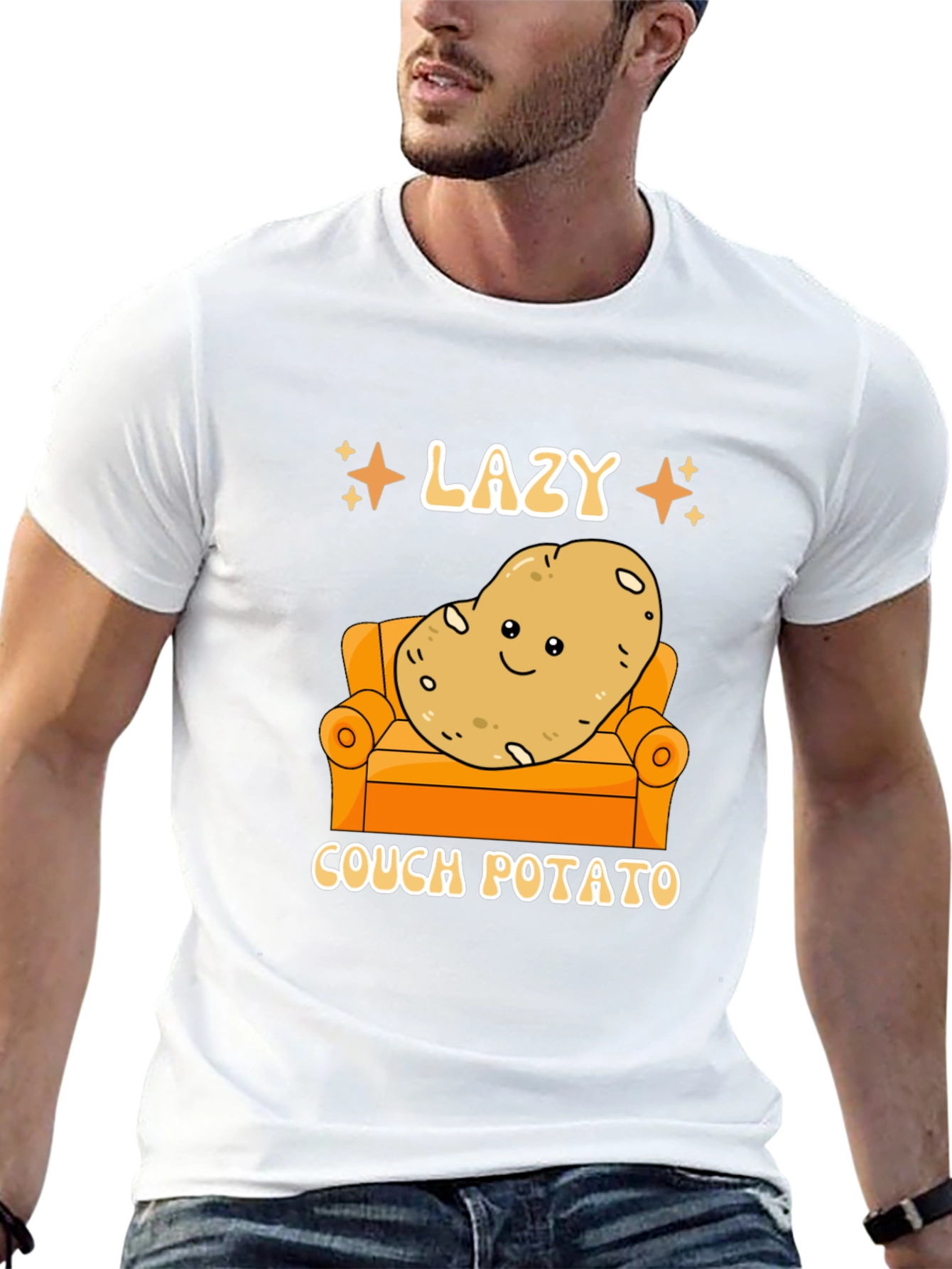 Black Lazy Couch Potato Graphic T-Shirt Funny Design view 13